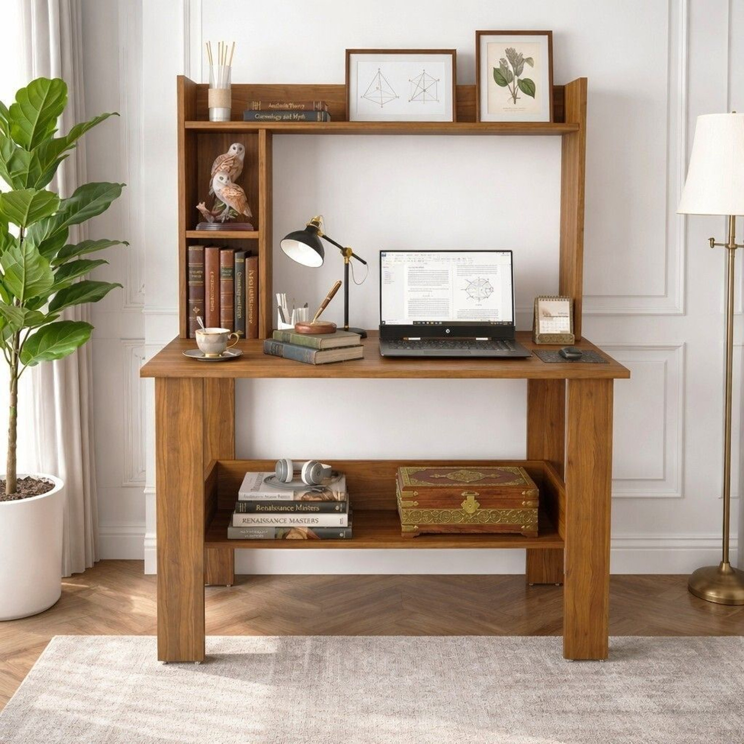 Image of Spyder Home Decore Portable Workstation Computer Desk with Storage, For Office, Home Engineered Wood Computer Desk