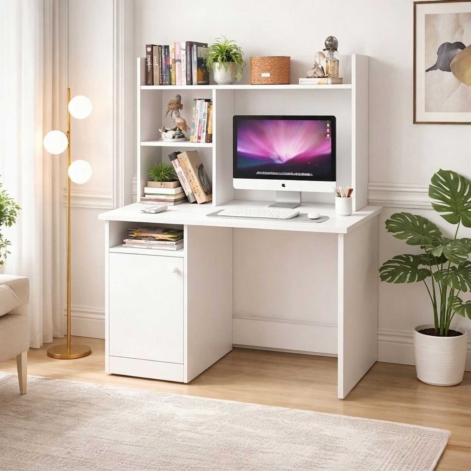 Image of Flipkart Perfect Homes Portable Workstation Computer Desk with Storage, For Office, Home Engineered Wood Computer Desk