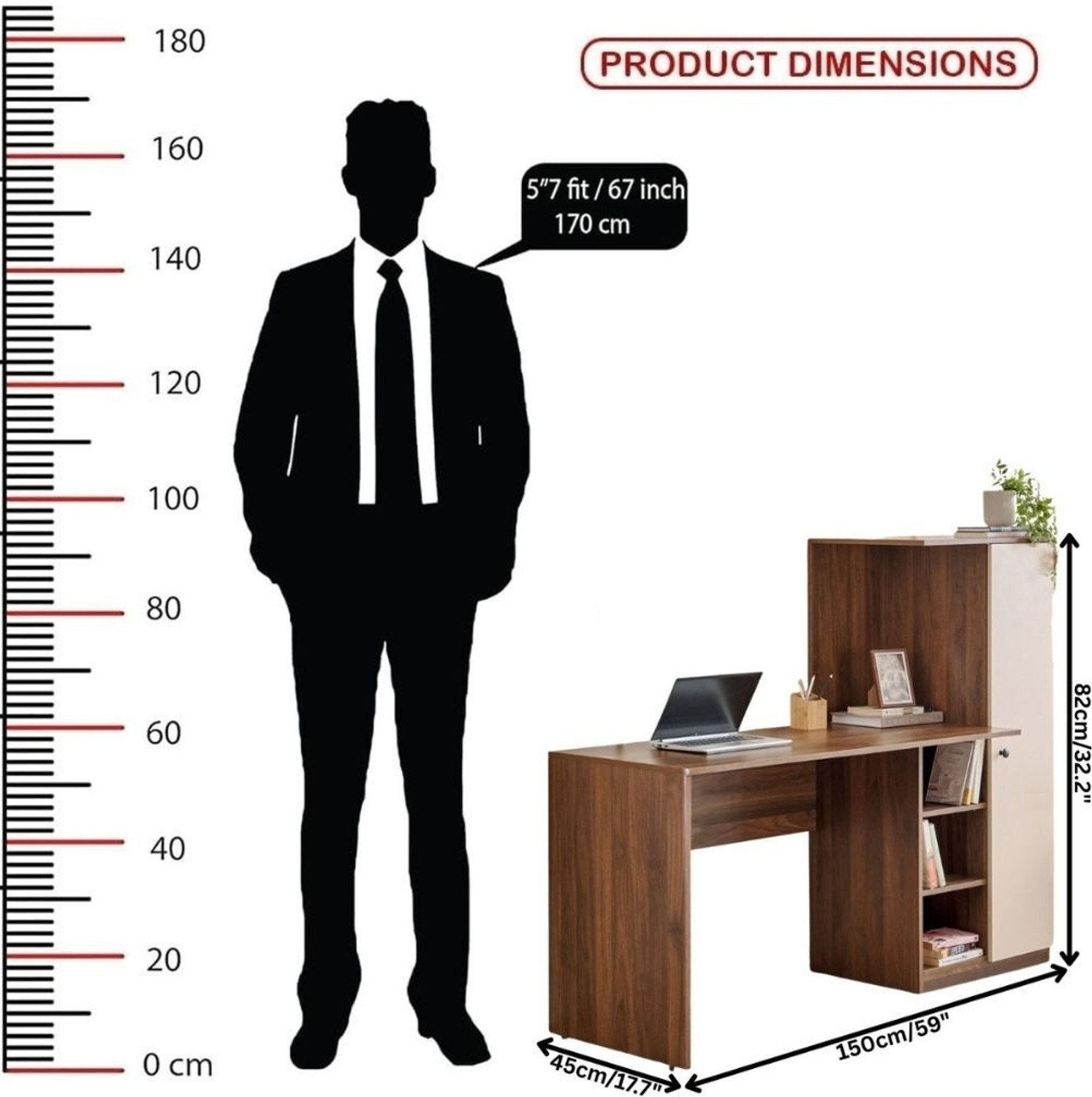 Image of Home Delight Multipurpose Portable Study Desk with Book Storage for Home & Office Engineered Wood Computer Desk