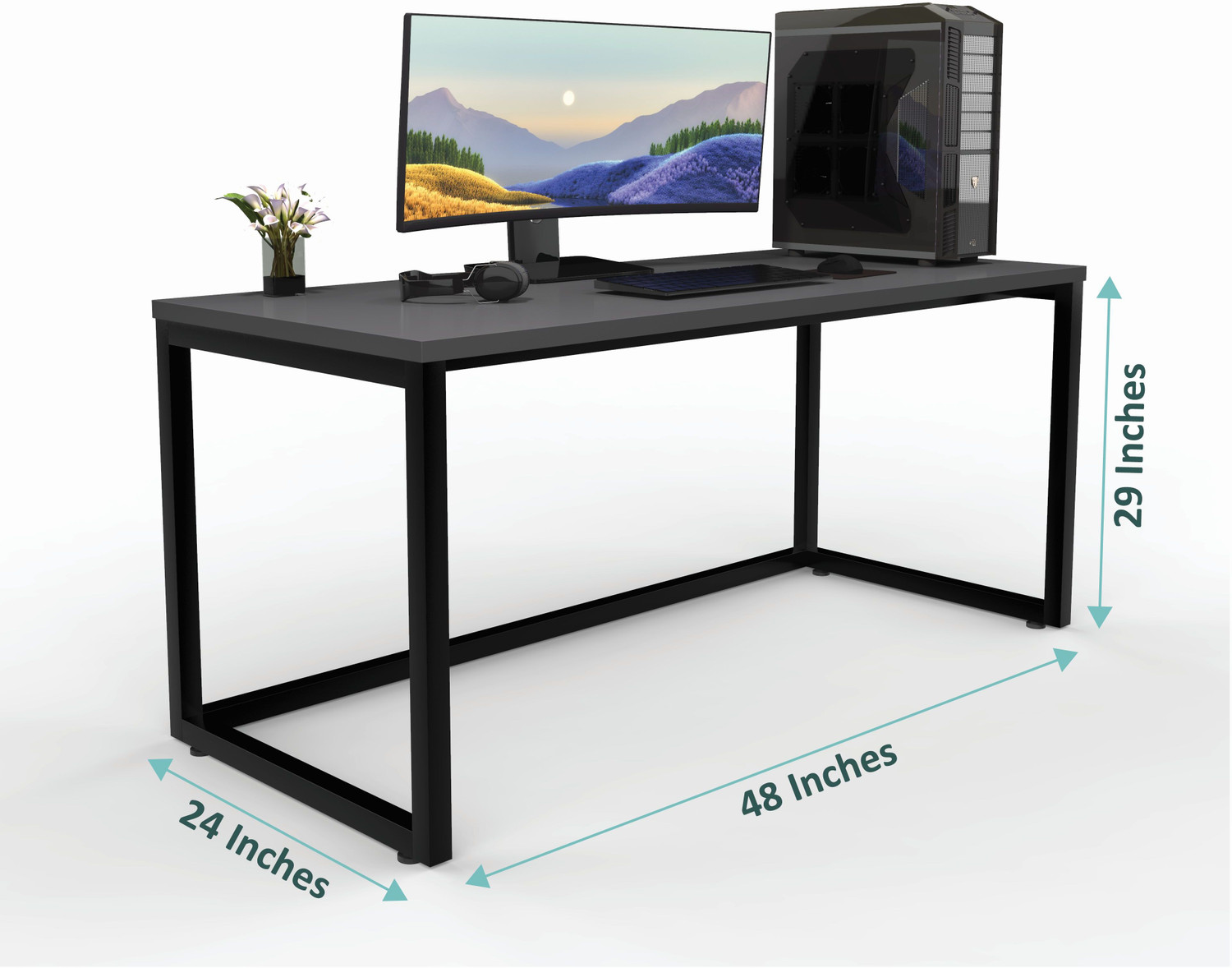 Image of HoneyTouch Lizon Metal & Wood Computer Table Engineered Wood Computer Desk