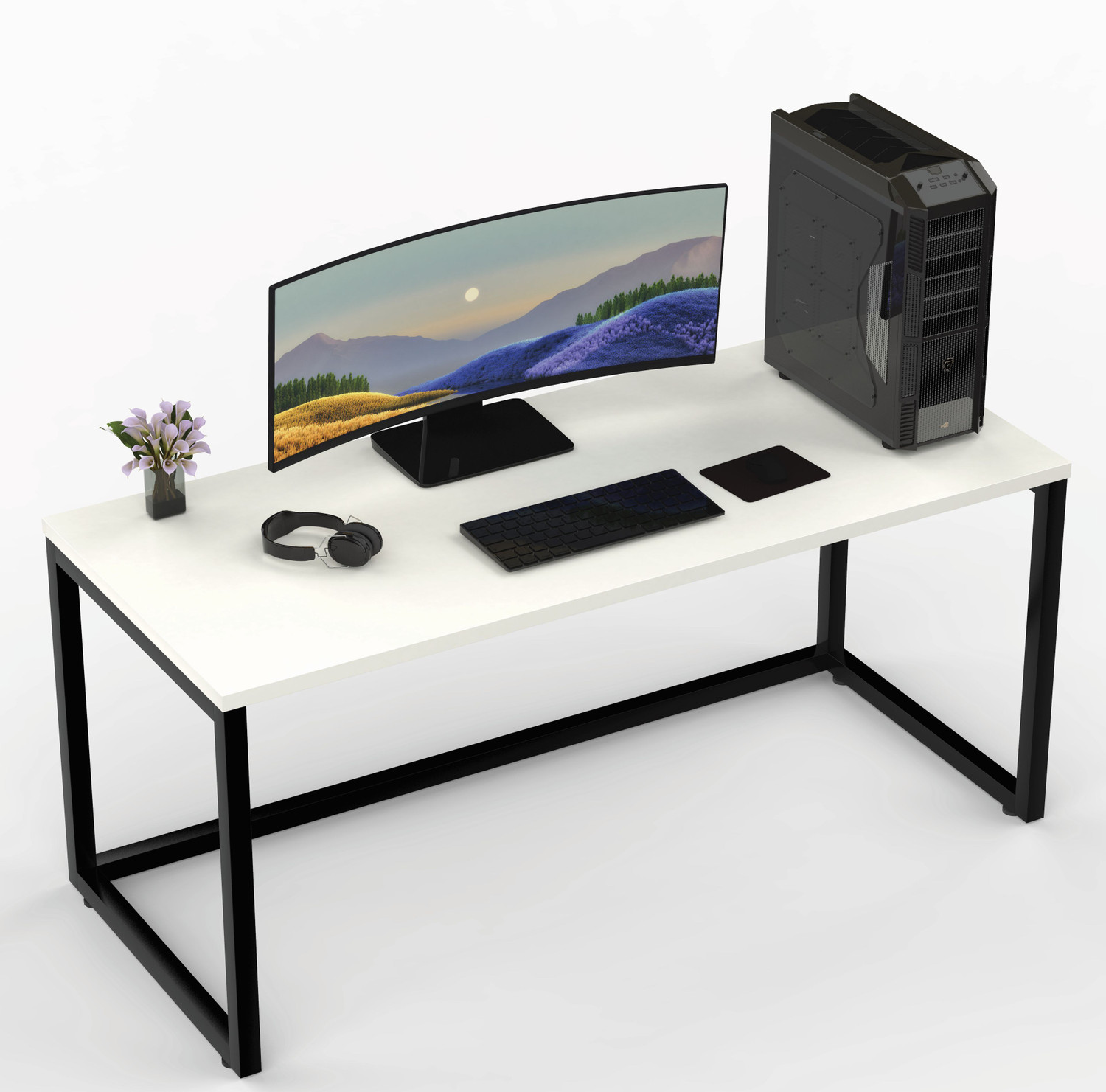 Image of HoneyTouch Lizon Metal & Wood Computer Table Engineered Wood Computer Desk