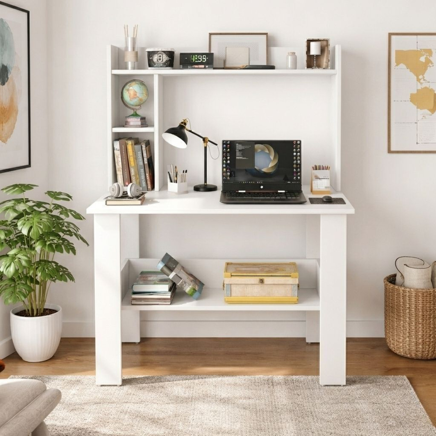 Image of Spyder Home Decore Portable Workstation Computer Desk with Storage, For Office, Home Engineered Wood Computer Desk