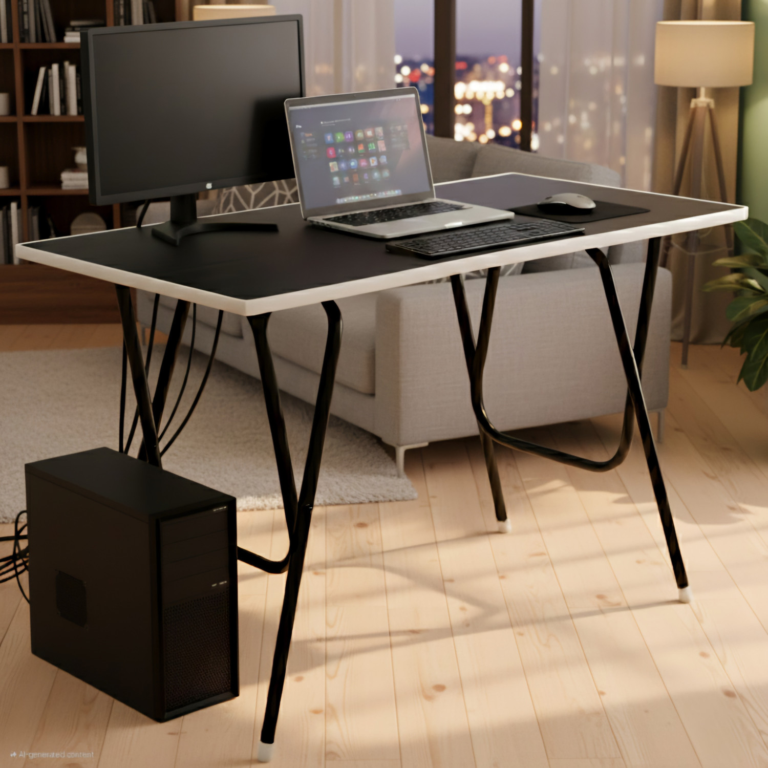 Image of EuroQon Workstation Foldable Engineered Wood Computer Desk