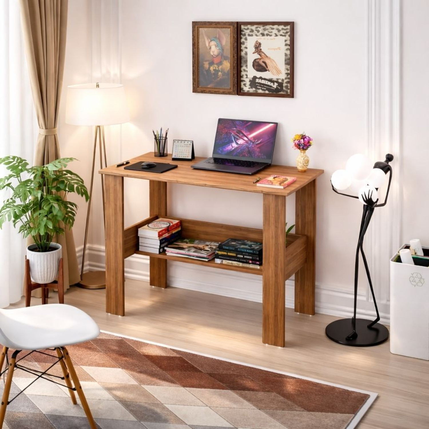 Image of Spyder Home Decore Portable Workstation Computer Desk with Storage, For Office, Home Engineered Wood Computer Desk
