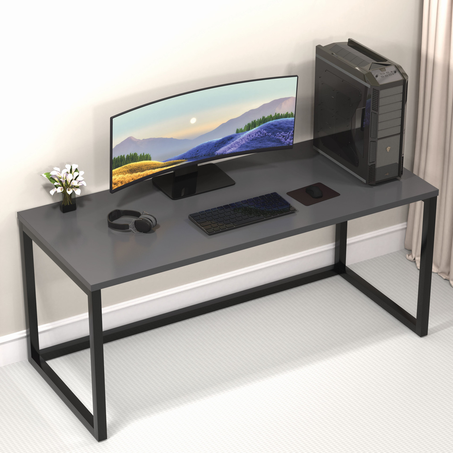 Image of HoneyTouch Lizon Metal & Wood Computer Table Engineered Wood Computer Desk