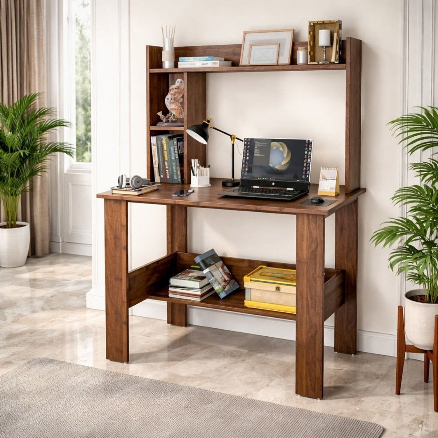 Image of Home Delight Multipurpose Portable Study Desk with Book Storage for Home & Office Engineered Wood Computer Desk