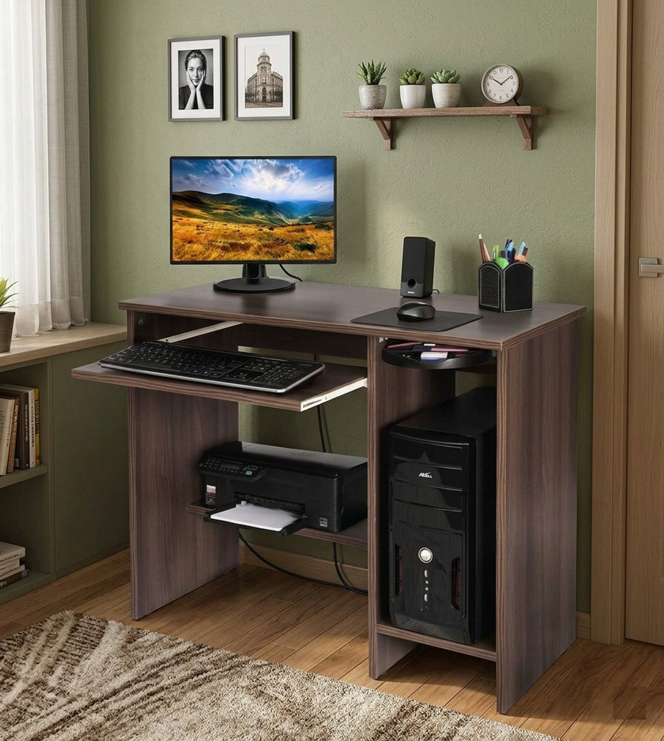 Image of Floresta Wud Engineer Wood Study Table | Wooden Computer Desk | Office Table | Study Table | Engineered Wood Computer Desk