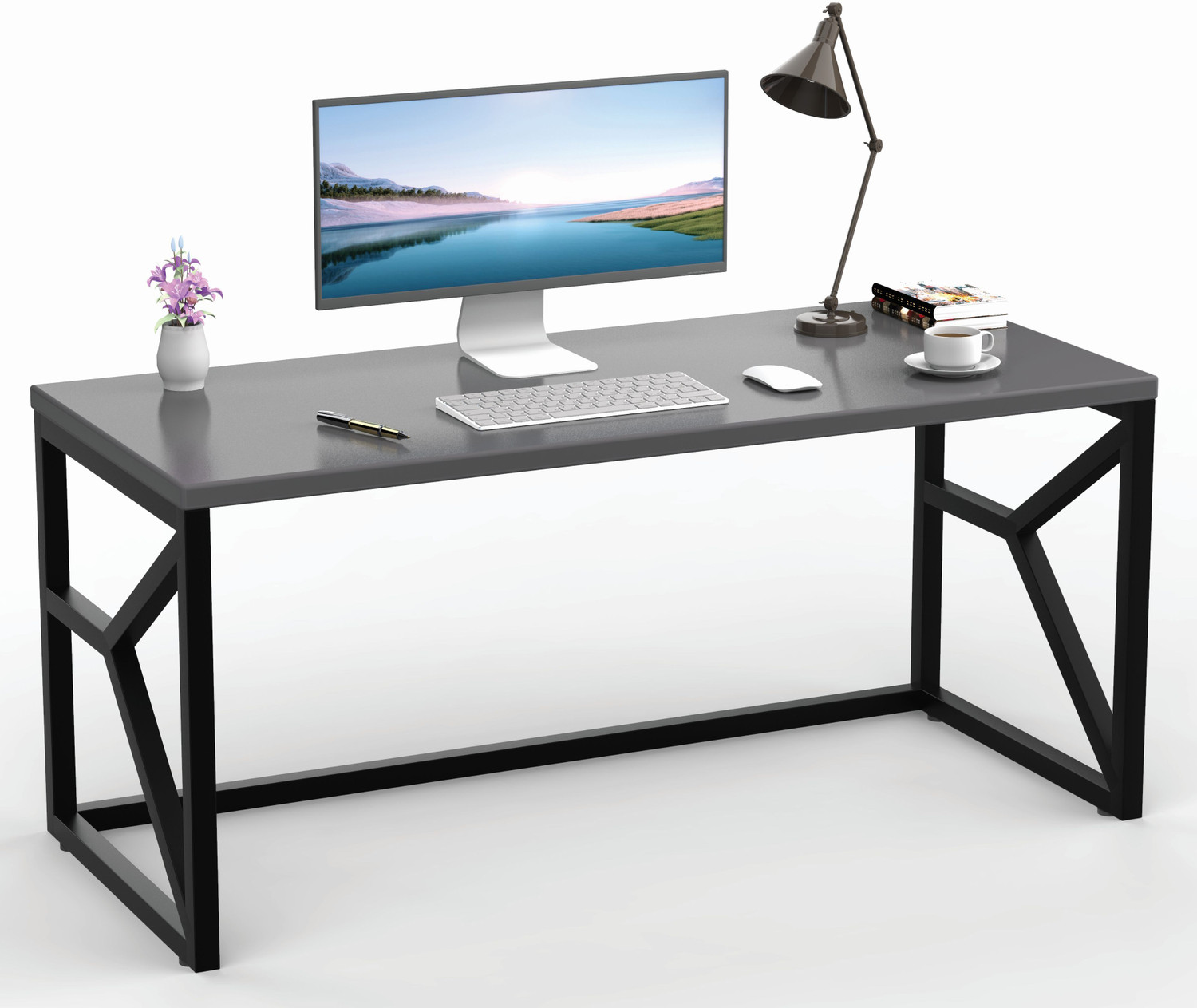 Image of HoneyTouch Metal & Wood Computer Table Engineered Wood Computer Desk