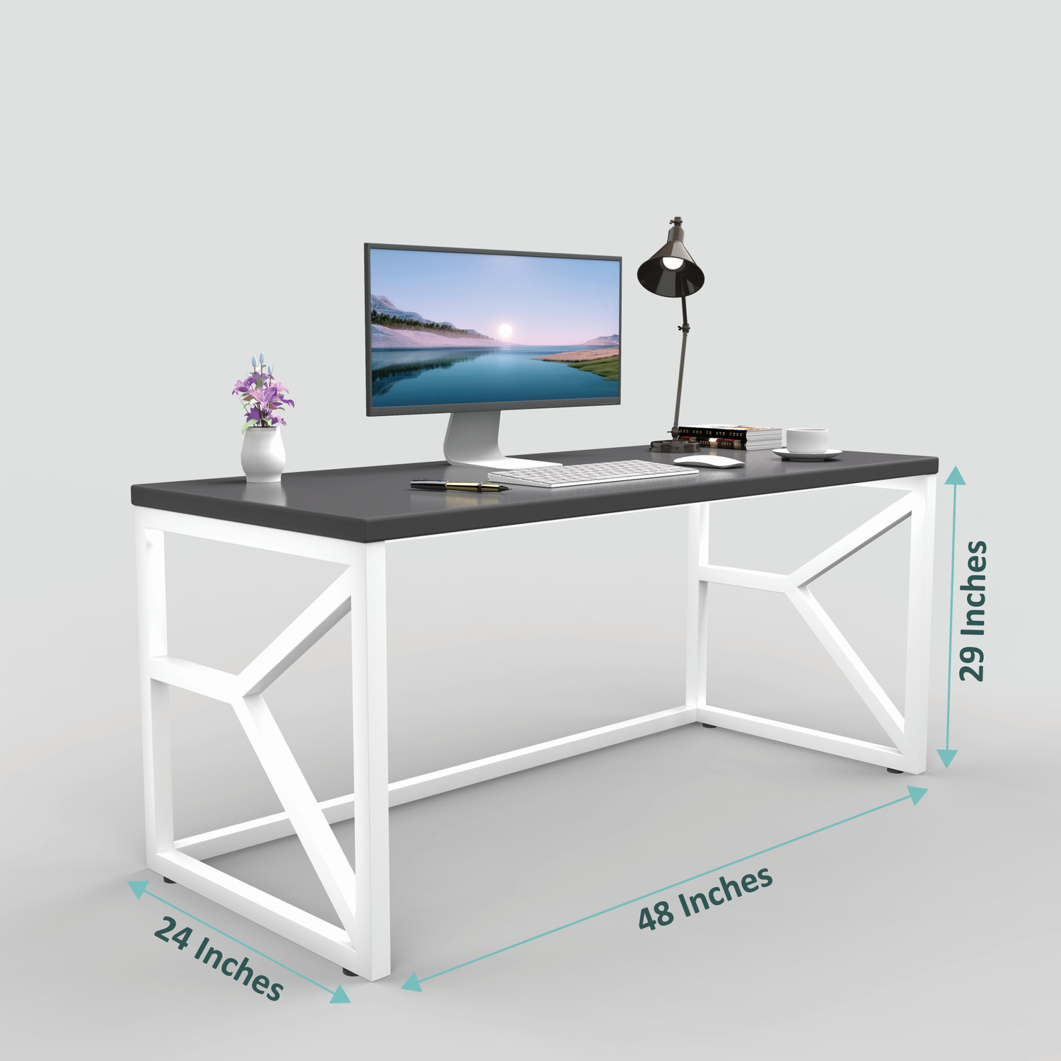 Image of HoneyTouch Metal & Wood Computer Table Engineered Wood Computer Desk