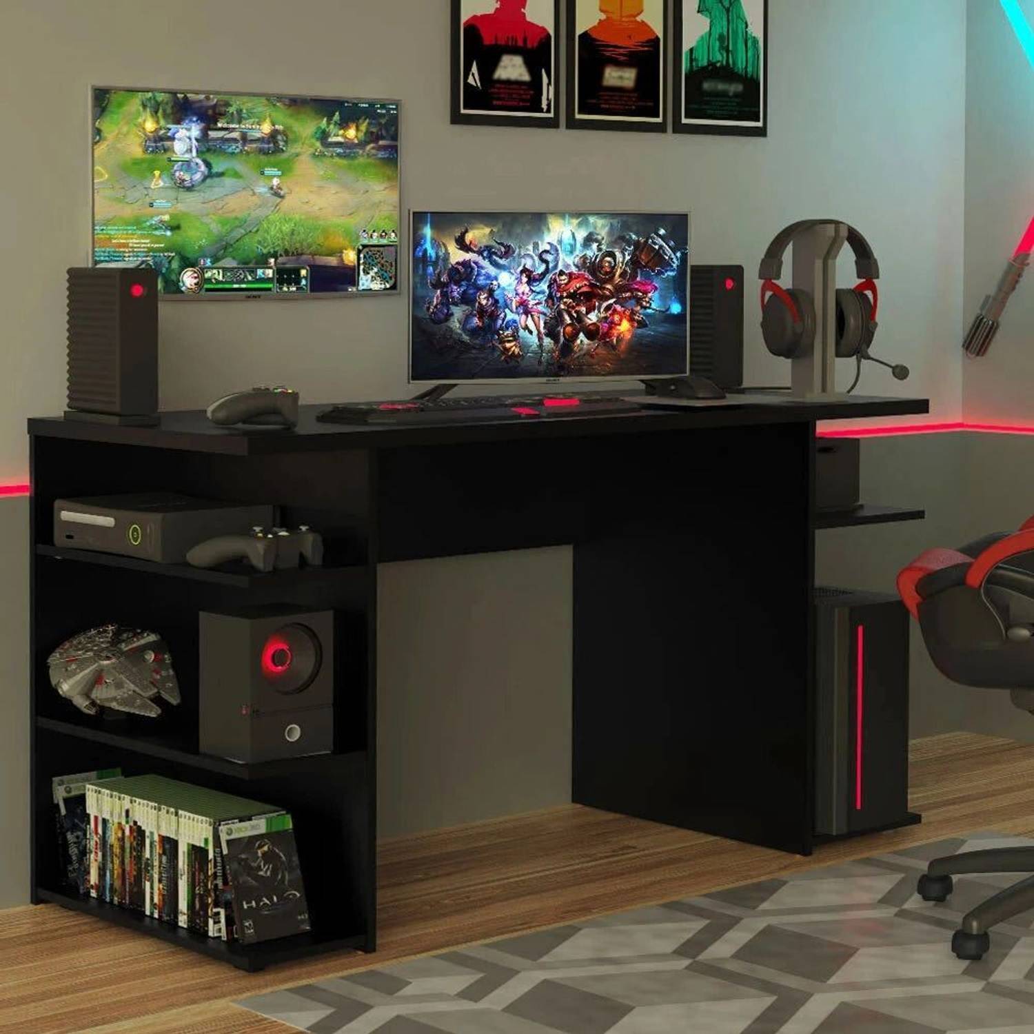 Madesa Gaming Computer Desk Engineered Wood Computer Desk (Straig