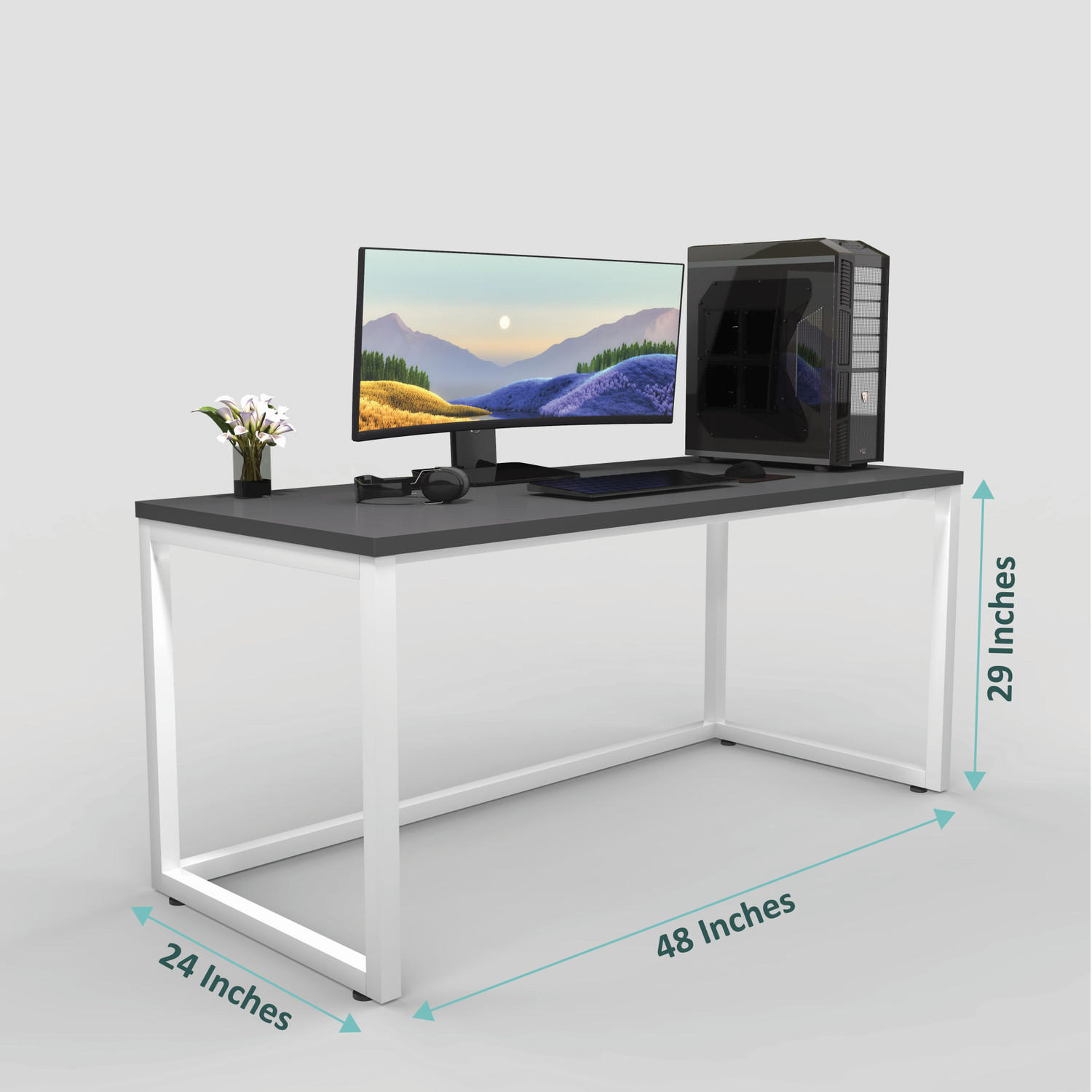 Image of HoneyTouch Lizon Metal & Wood Computer Table Engineered Wood Computer Desk