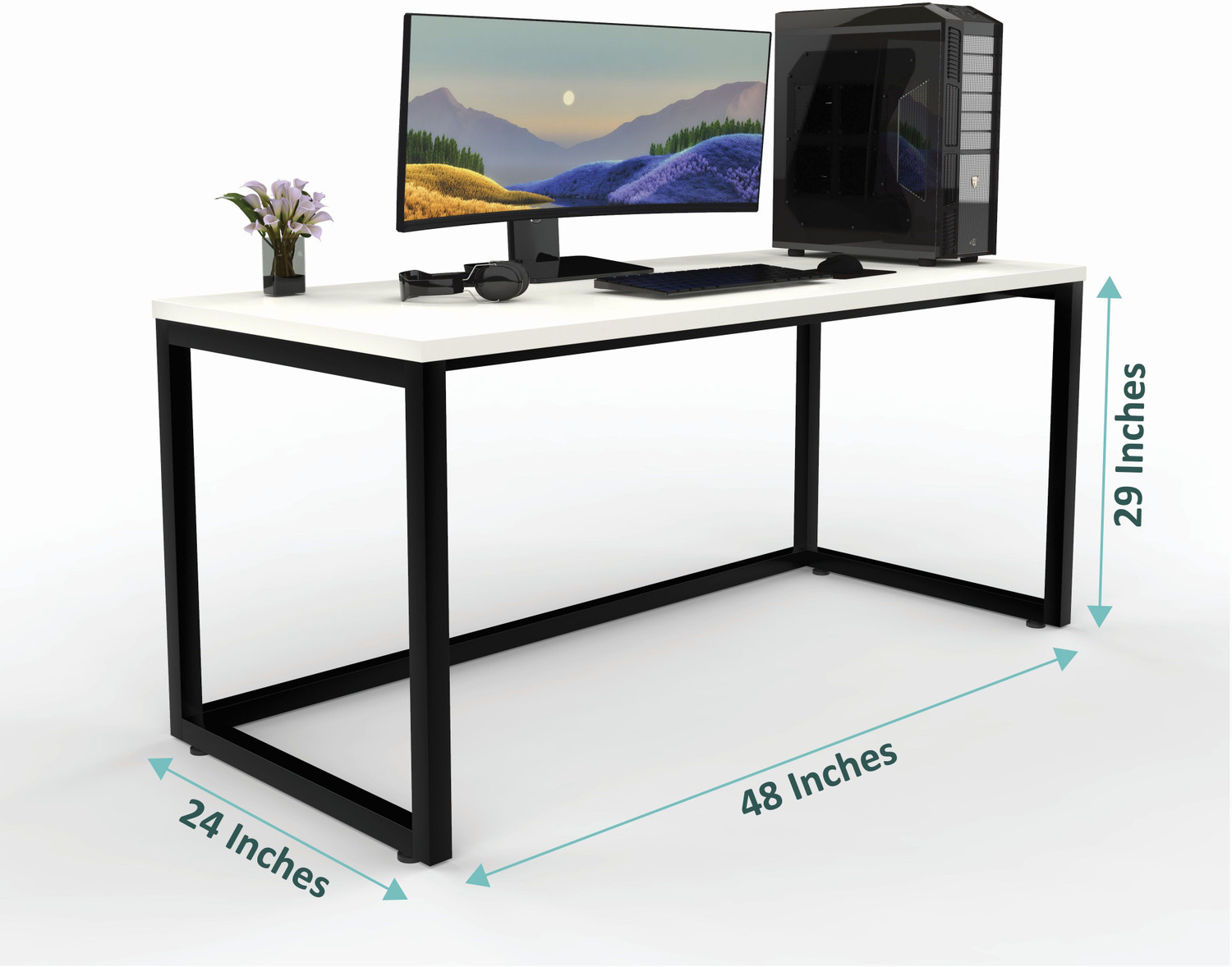 Image of HoneyTouch Lizon Metal & Wood Computer Table Engineered Wood Computer Desk