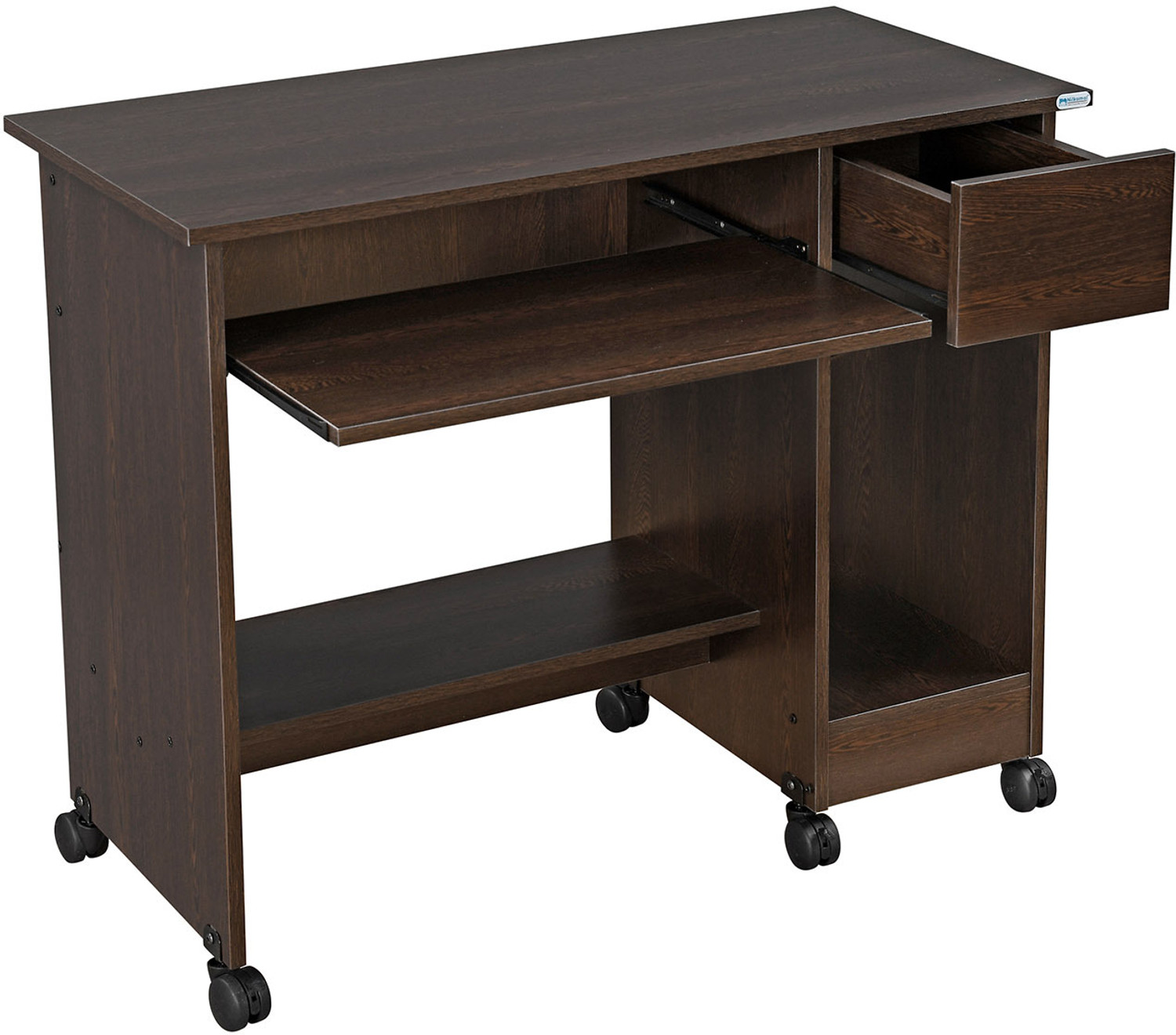 Image of Nilkamal Zenith Lite Computer Table with Keyboard Tray, 2 Open Shelves and 1 Drawer| Engineered Wood Computer Desk (Straight, Finish Color - Wenge, Knock Down)