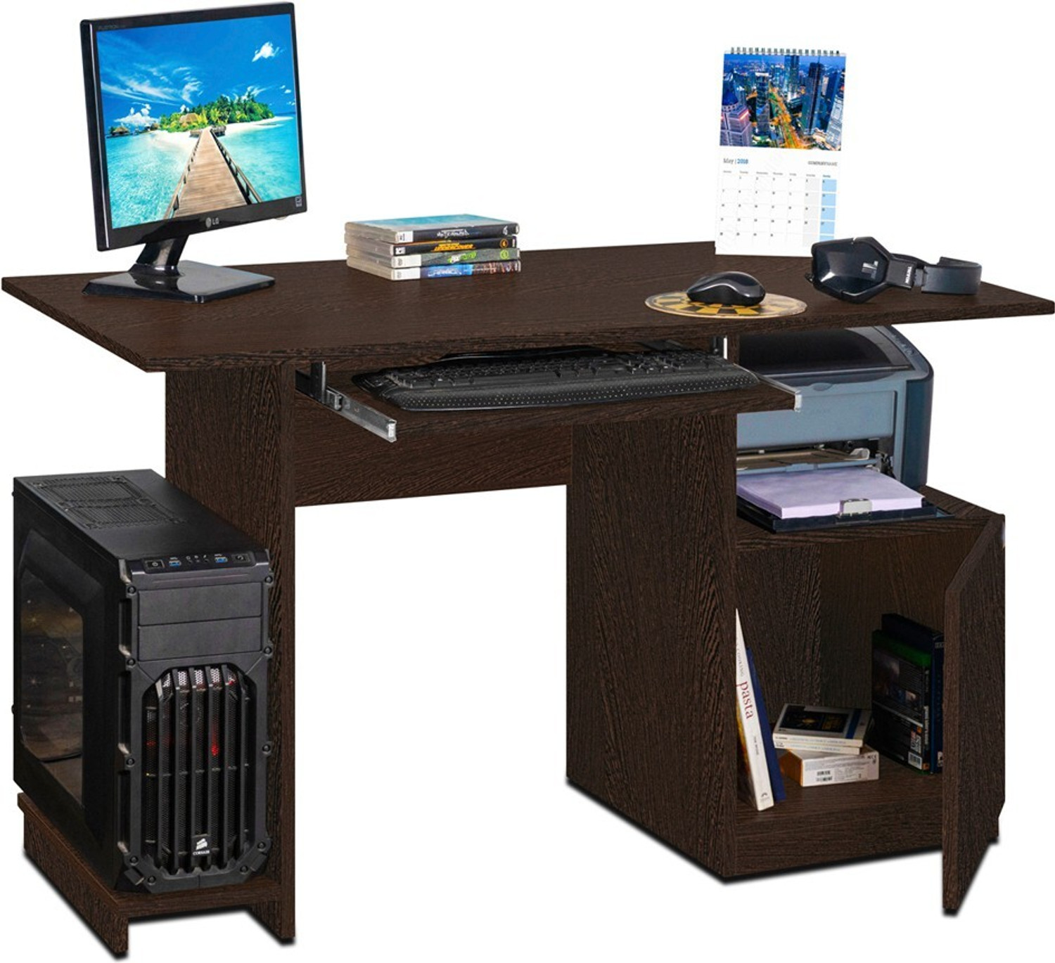 Image of Flipkart Perfect Homes Studio Glide Engineered Wood Computer Desk