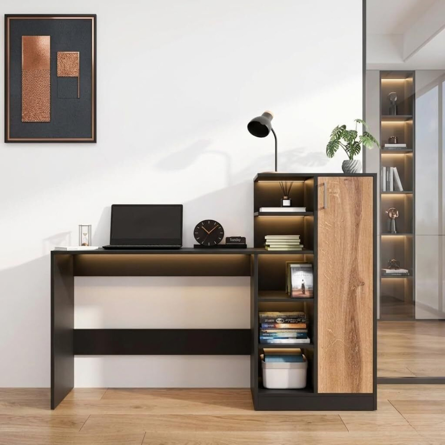 Image of Home Delight Multipurpose Portable Study Desk with Book Storage for Home & Office Engineered Wood Computer Desk