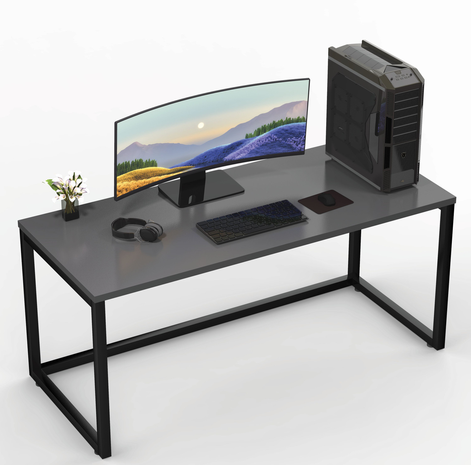 Image of HoneyTouch Lizon Metal & Wood Computer Table Engineered Wood Computer Desk
