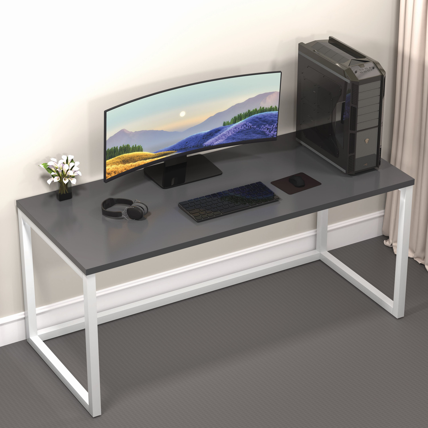 Image of HoneyTouch Lizon Metal & Wood Computer Table Engineered Wood Computer Desk