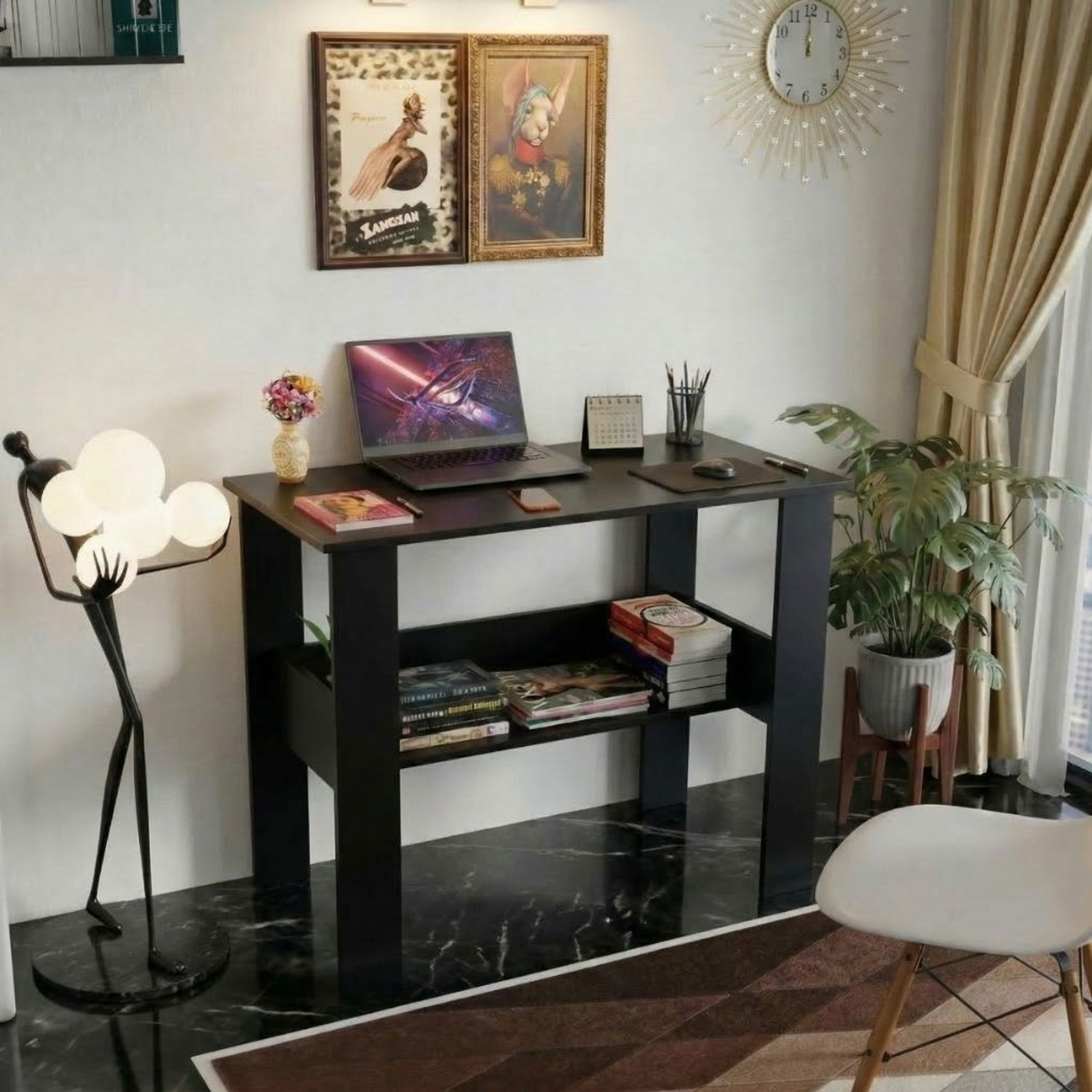 Image of Spyder Home Decore Portable Workstation Computer Desk with Storage, For Office, Home Engineered Wood Computer Desk
