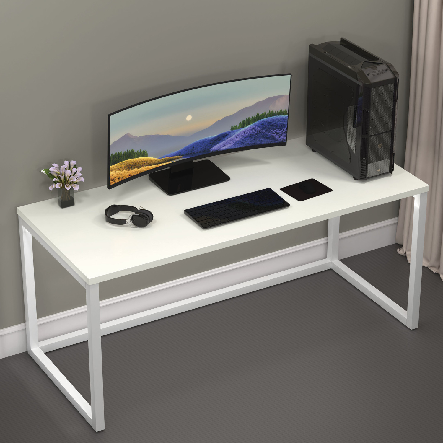 Image of HoneyTouch Lizon Metal & Wood Computer Table Engineered Wood Computer Desk