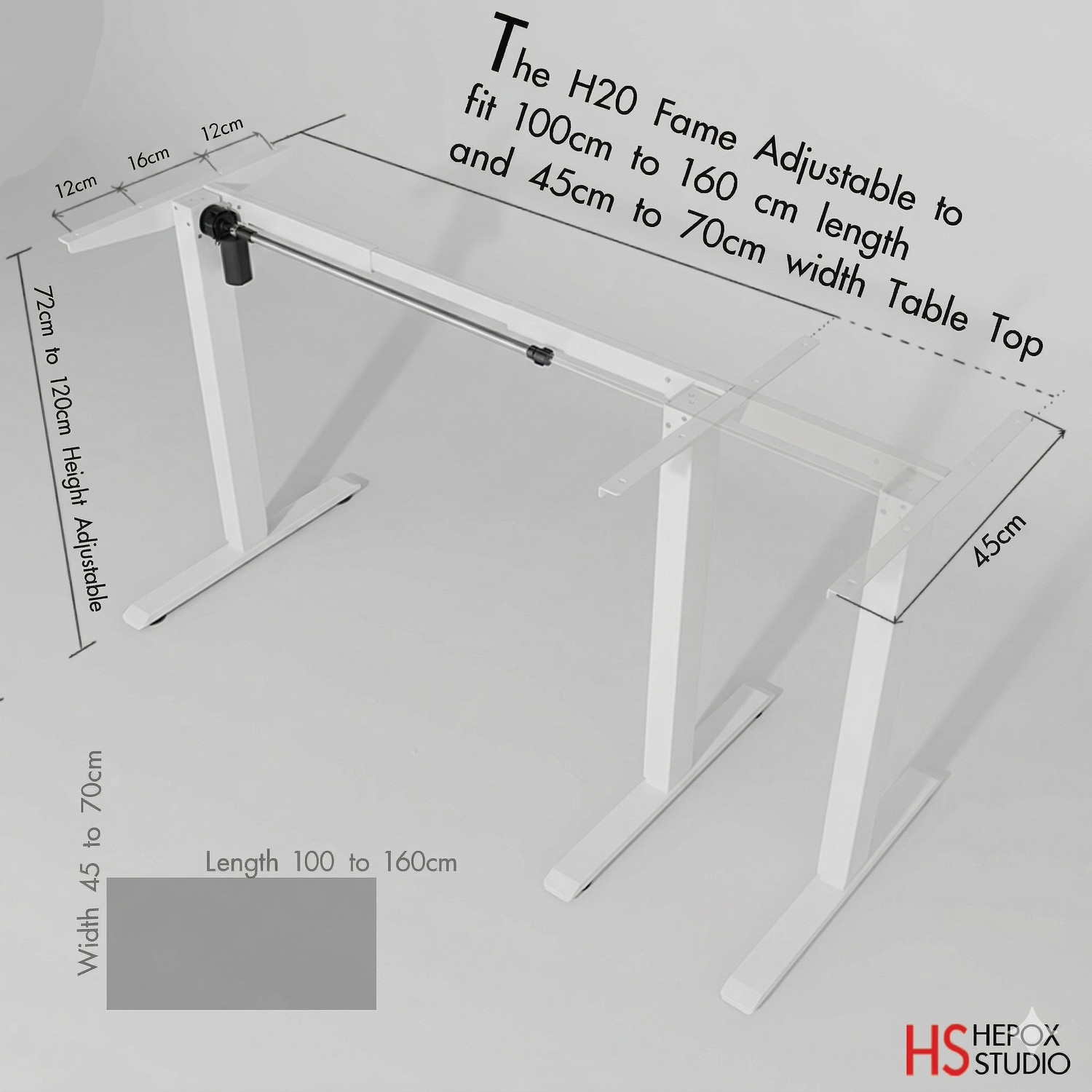 Image of Hepox Studio Electric height adjustable desk frame Only Metal Computer Desk