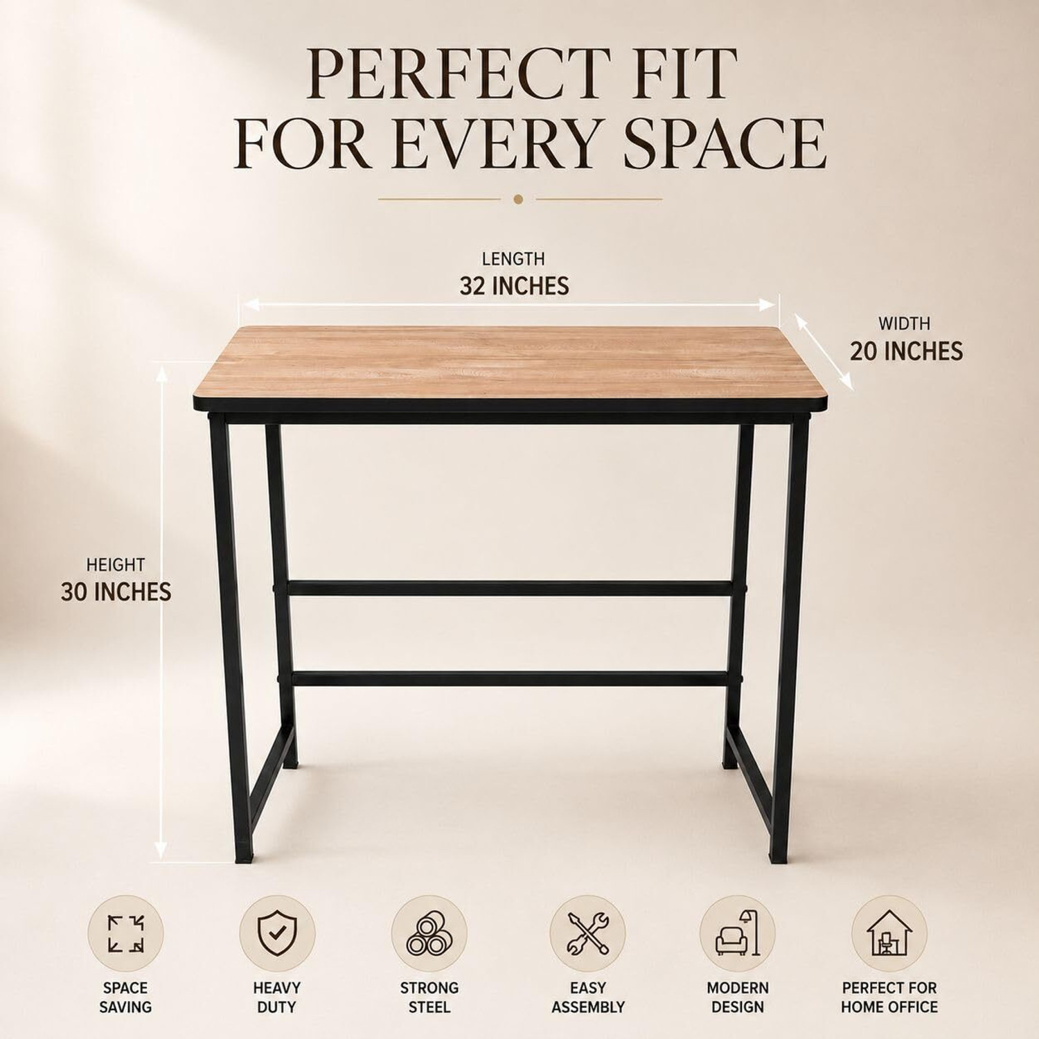 Image of Dumos Wooden Study Table for Home & Office | Wooden Computer Desk Oak Brown Engineered Wood Computer Desk