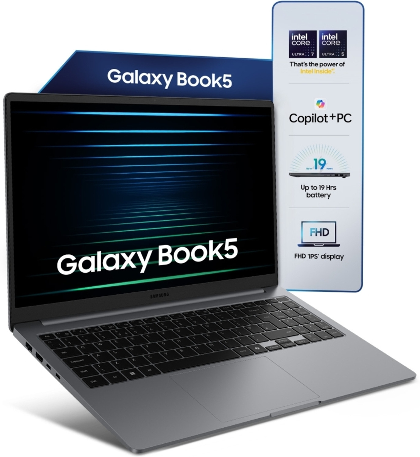 Image of Samsung Galaxy Book5 AI Metal Intel Core Ultra 5 225U - (16 GB /512 GB SSD /Windows 11 Home) NP750XHD Thin and Light Laptop