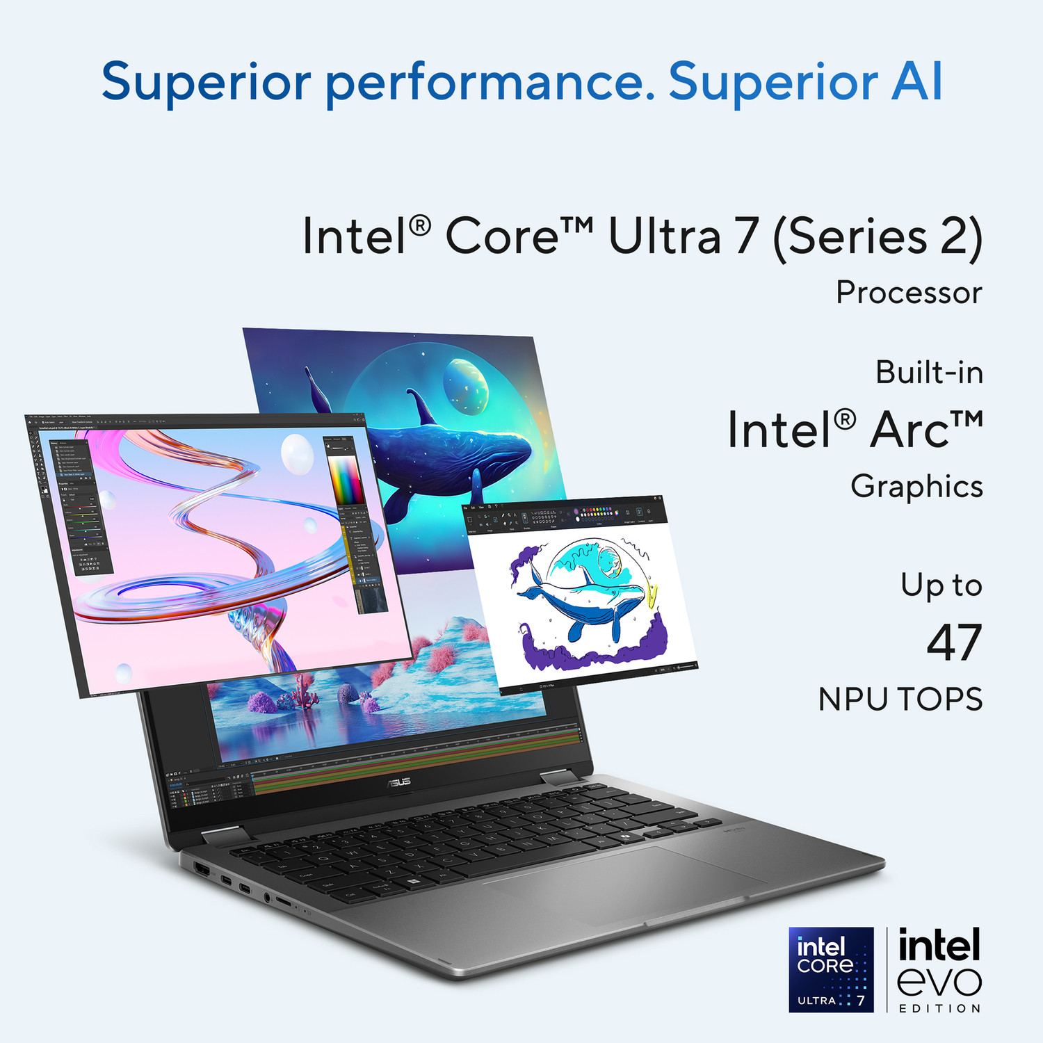Image of ASUS Vivobook 14 Flip OLED (2026) with Touch Screen, Metallic Design, Intel Core Ultra 7 256V - (16 GB /512 GB SSD /Windows 11 Home) TP3407SA-SG184WS 2 in 1 Laptop
