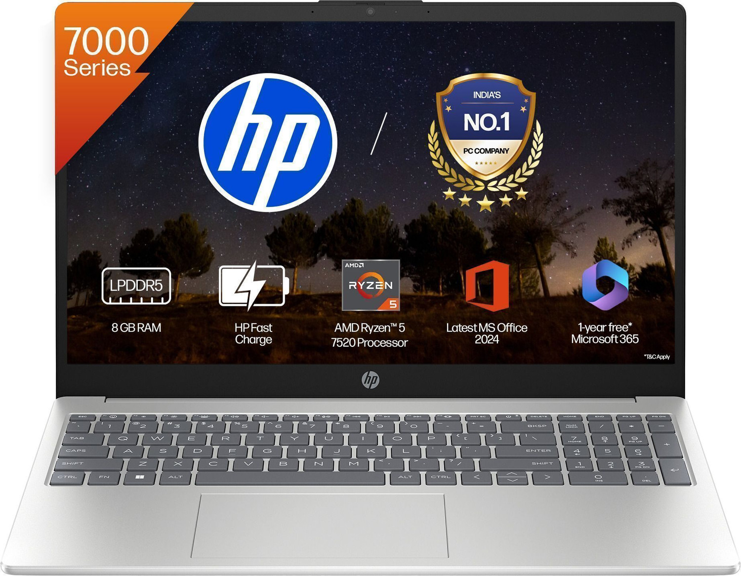 Image of HP AMD Ryzen 5 Quad Core 7520U - (8 GB /512 GB SSD /Windows 11 Home) 15-fc0155AU Thin and Light Laptop