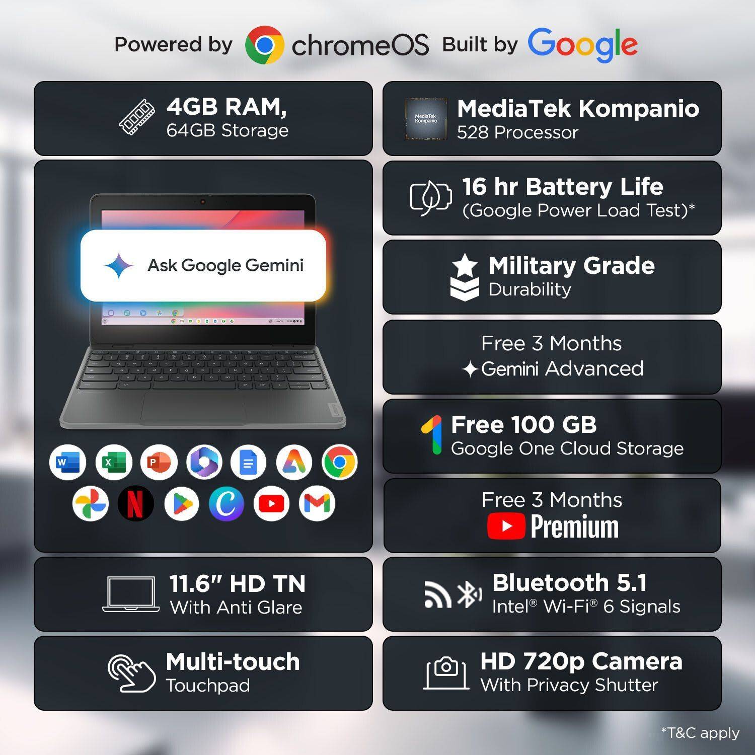 Lenovo 100e Chromebook Gen 4 Silver - Image 2