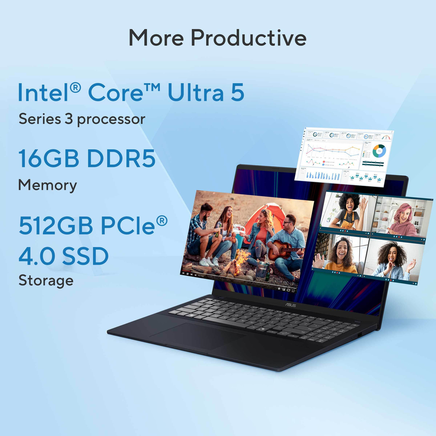 Image of ASUS Vivobook 16 Intel Core Ultra 5 Series 3 325 - (16 GB /512 GB SSD /Windows 11 Home) X1607AA-MB037WS Thin and Light Laptop