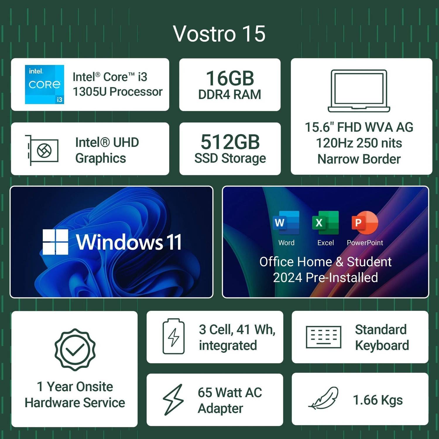 DELL 15 Intel Core i3 13th Gen 1305U - (16 GB/512 GB SSD/Windows