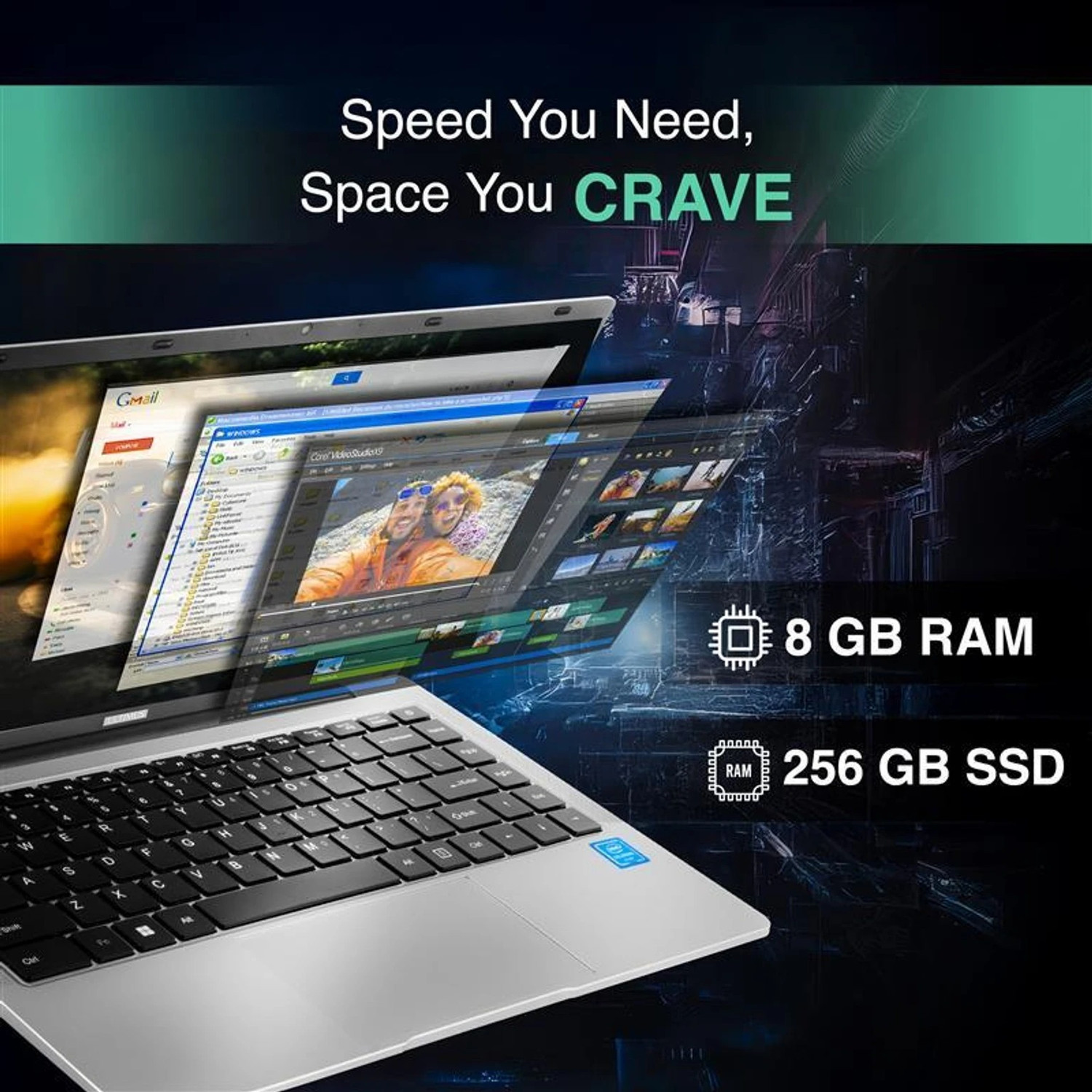 Image of Ultimus APEX BOLD N Intel Pentium Quad Core N4200 - (8 GB /256 GB SSD /Windows 11 Home) NU14U9INC54LS-CS Thin and Light Laptop