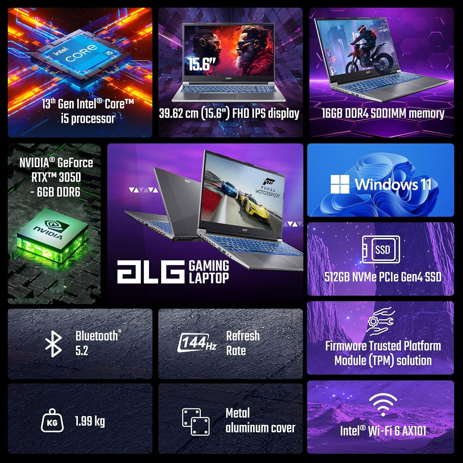 Image of Acer 3 Years Warranty ALG Gaming (2026) Intel Core i5 13th Gen 13420H - (16 GB /512 GB SSD /Windows 11 Home /6 GB Graphics /NVIDIA GeForce RTX 3050 /144 Hz) AL15G-53 Gaming Laptop