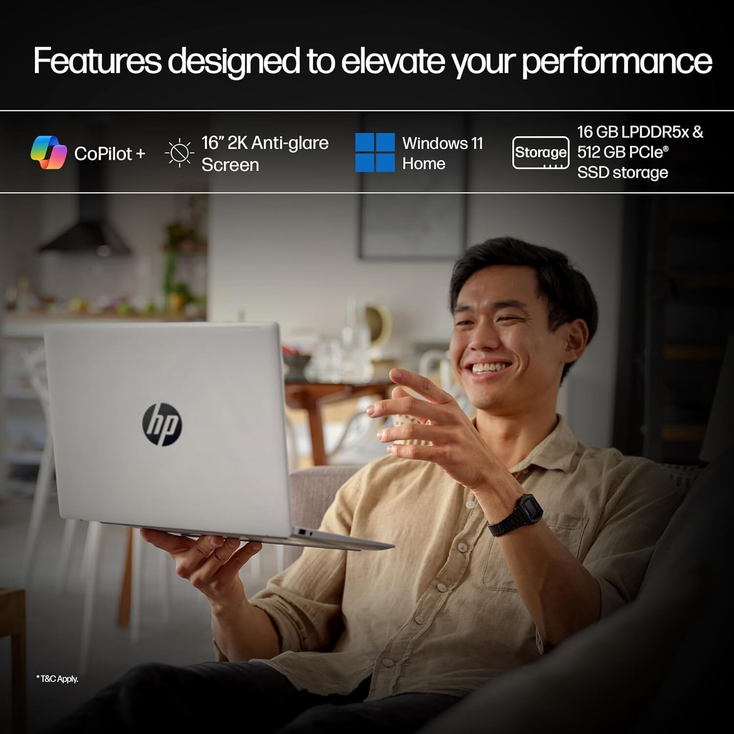 Image of HP AMD Ryzen AI 7 Octa Core Ryzen AI 7 350 - (16 GB /512 GB SSD /Windows 11 Home) ag1048au Laptop