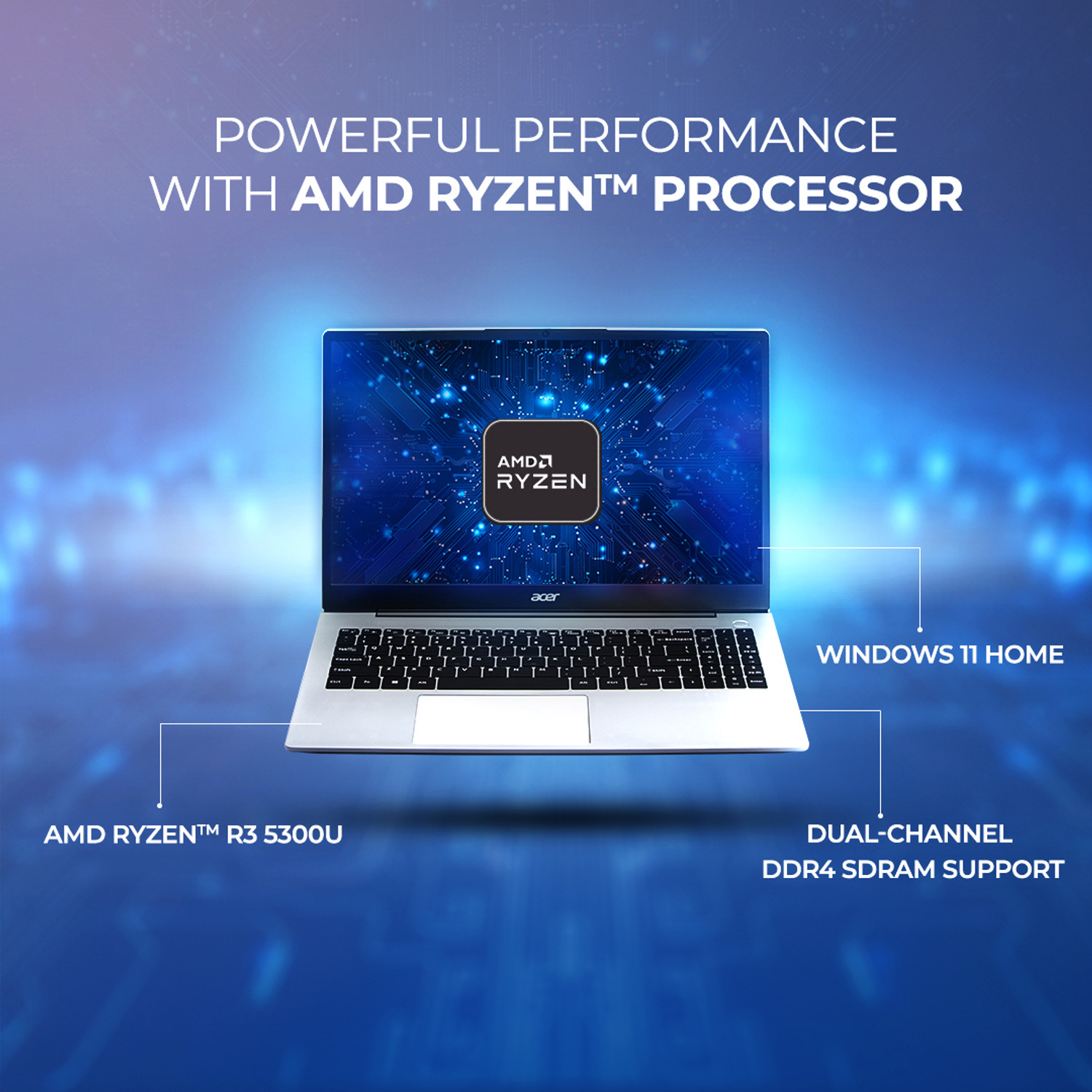 Image of Acer Aspire 3 AMD Ryzen 3 5300U - (8 GB /256 GB SSD /Windows 11 Home) A325-42 Notebook