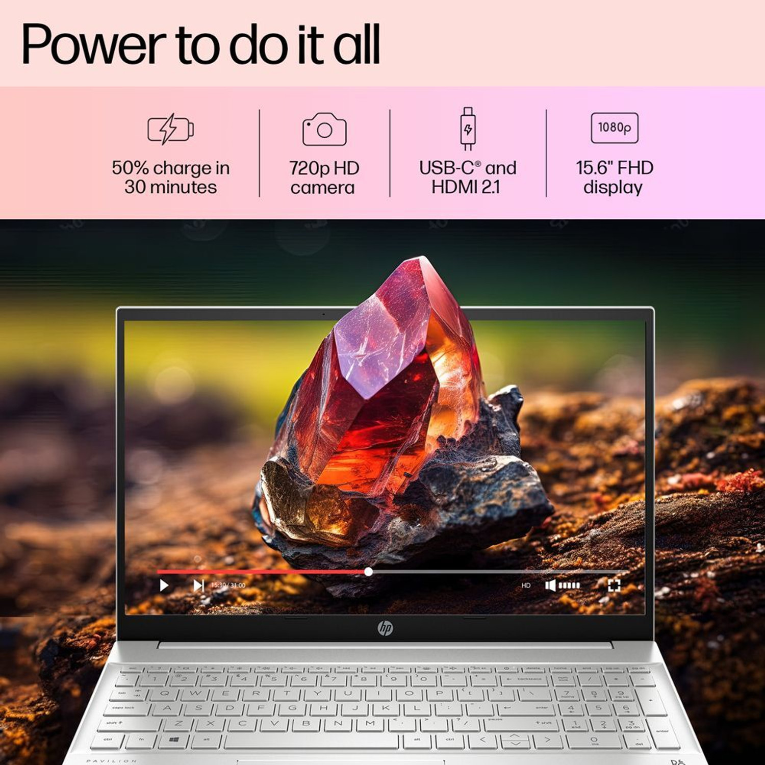 Image of HP Pavilion 15 (2024) AMD Ryzen 5 Hexa Core 7530U - (8 GB /512 GB SSD /Windows 11 Home) 15-eh3036AU Thin and Light Laptop