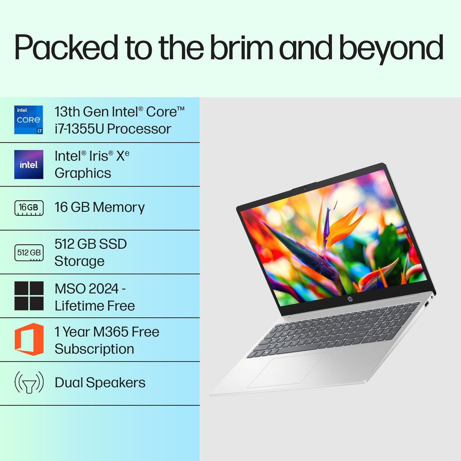 Image of HP Intel Core i7 13th Gen 1355U - (16 GB /512 GB SSD /Windows 11 Home) 15-fd0515TU Thin and Light Laptop