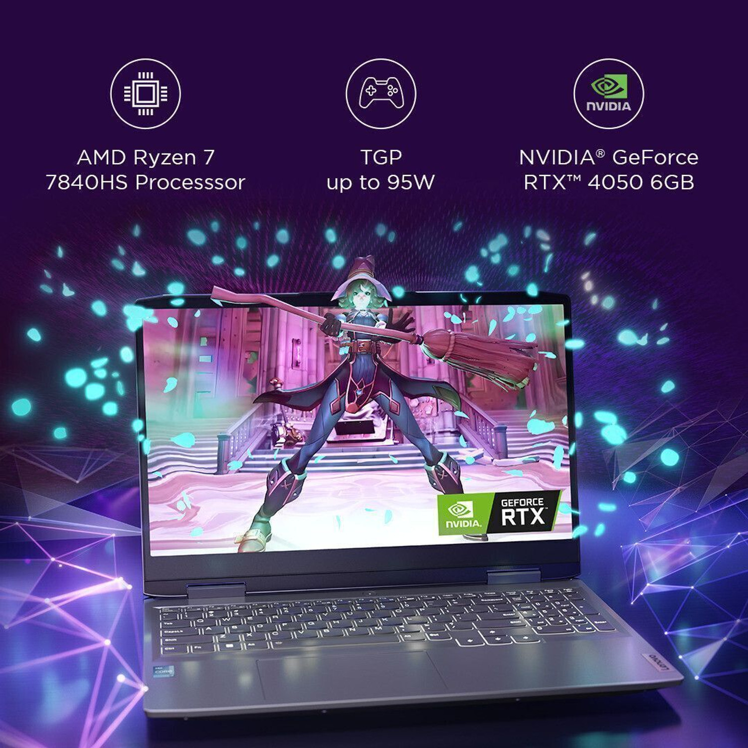 Image of Lenovo LOQ AI Powered AMD Ryzen 7 Octa Core 7840HS - (16 GB /512 GB SSD /Windows 11 Home /8 GB Graphics /NVIDIA GeForce RTX 4060) LAQ 15APH8D2 Gaming Laptop