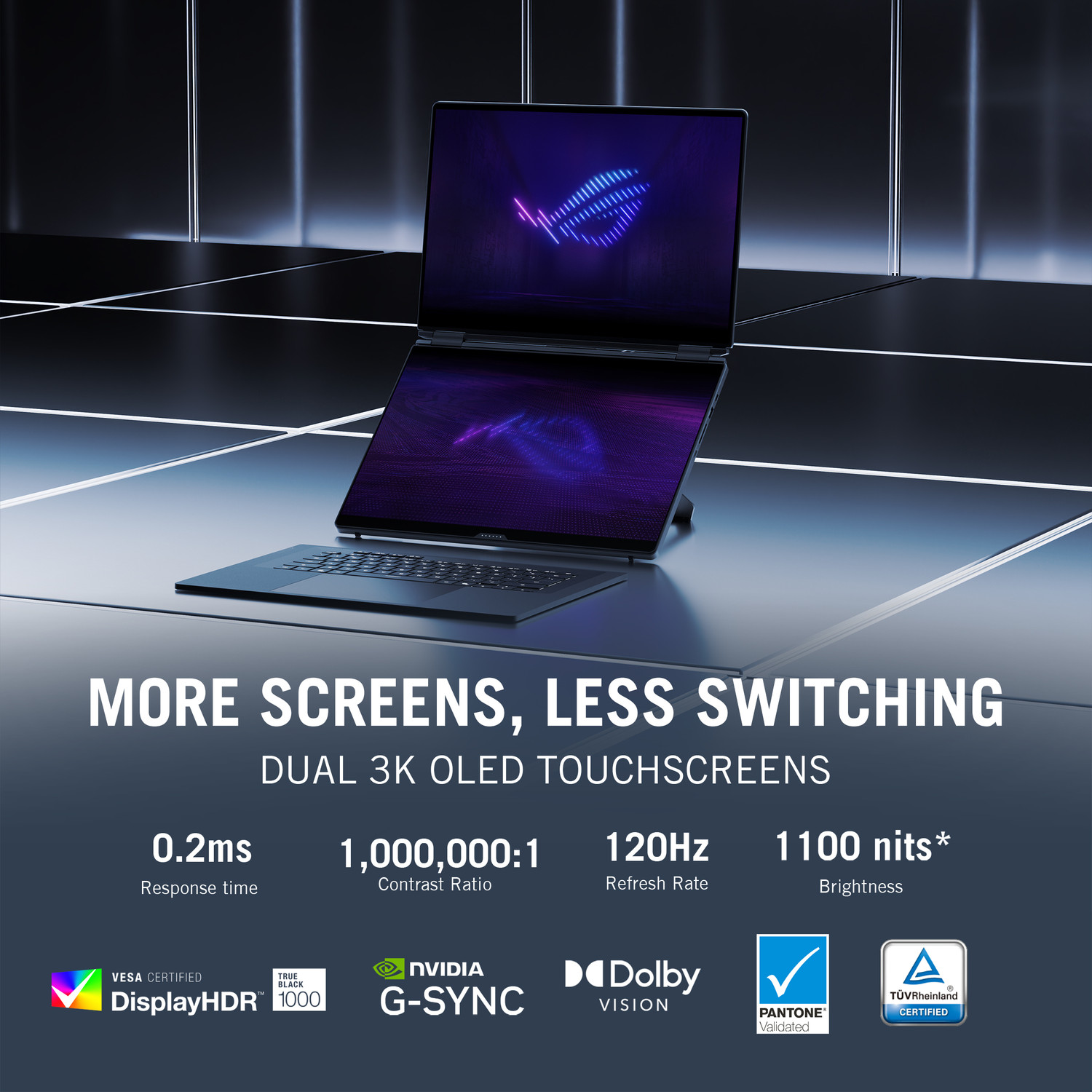 Image of ASUS ROG Zephyrus Duo 16 OLED (2026) with Touch Screen Intel Core Ultra 9 386H - (64 GB /2 TB SSD /Windows 11 Home /24 GB Graphics /NVIDIA GeForce RTX 5090 /120 Hz) GX651AX-SR099WS Gaming Laptop
