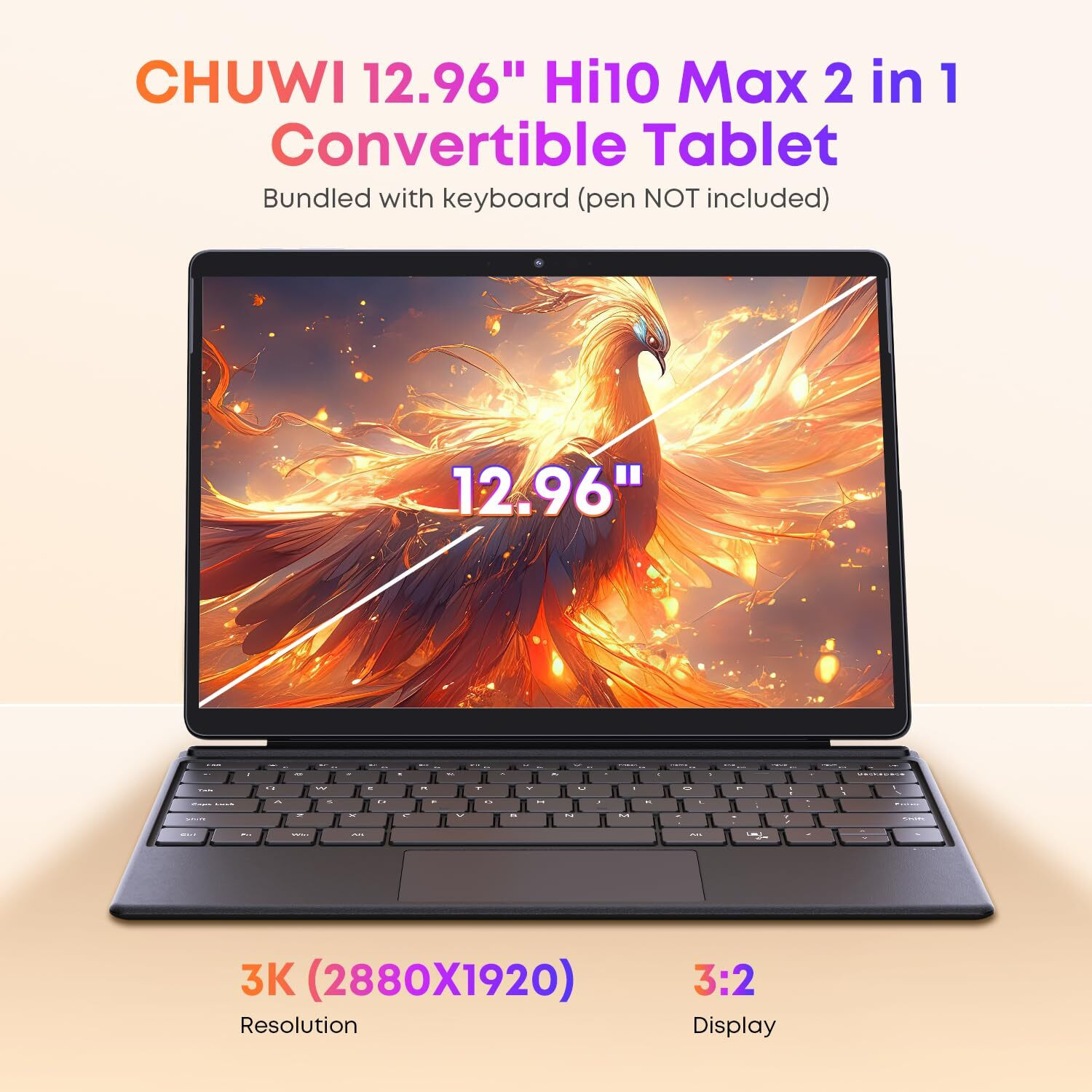 Image of CHUWI Intel Core N 12th Gen - (16 GB /512 GB HDD /512 GB SSD /Windows 11 Home /4 GB Graphics) Hi 10 Max 2 in 1 Laptop