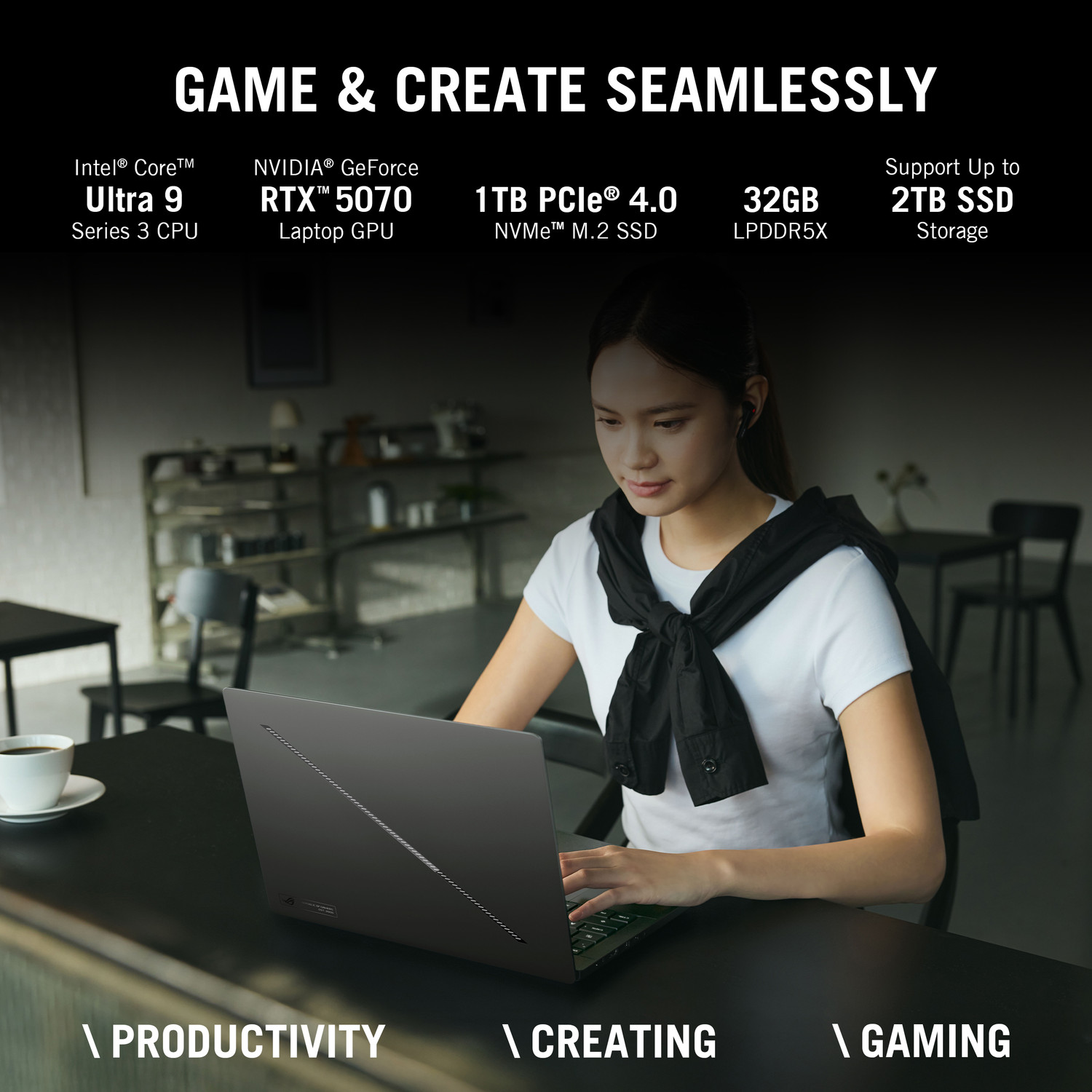 Image of ASUS ROG Zephyrus G14 OLED (2026) Intel Core Ultra 9 386H - (32 GB /1 TB SSD /Windows 11 Home /8 GB Graphics /NVIDIA GeForce RTX 5070 /120 Hz) GU405AP-SY041WS Gaming Laptop