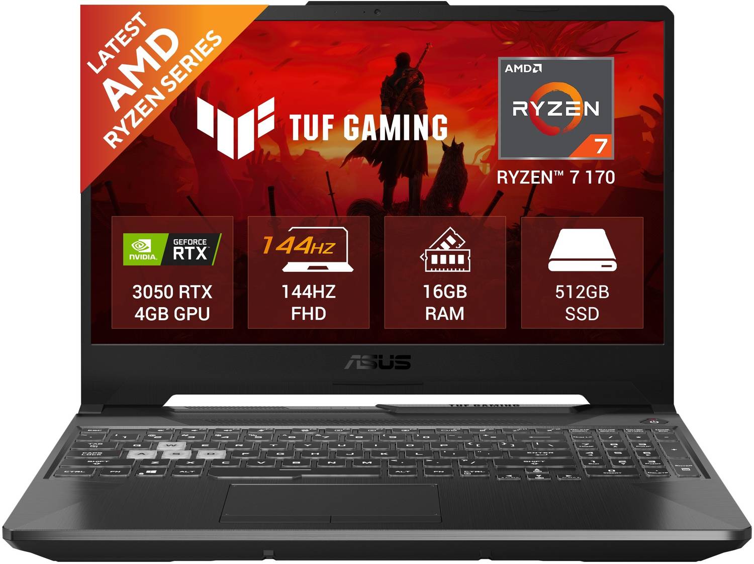 ASUS TUF Gaming A15 (2026) AMD Ryzen 7 170 - (16 GB/512 GB SSD/Windows 11 Home/4 GB Graphics/NVIDIA GeForce RTX 3050) FA506NCQ-HN006W Gaming Laptop