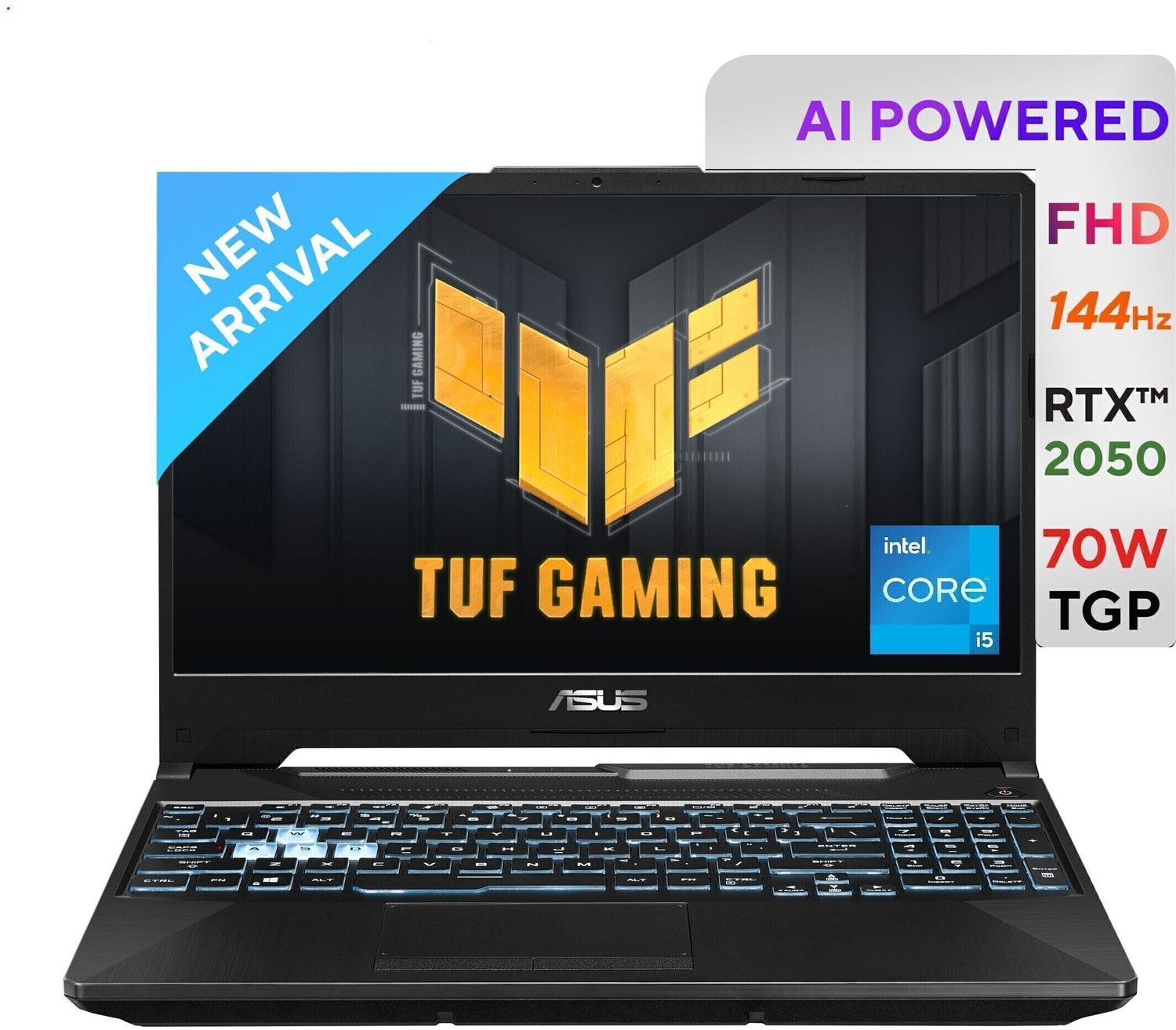 Image of ASUS TUF Gaming F15 - AI Powered Gaming Intel Core i5 11th Gen 11260H - (16 GB /512 GB SSD /Windows 11 Home /4 GB Graphics /NVIDIA GeForce RTX 2050 /70 TGP) FX506HF-HN076W Gaming Laptop
