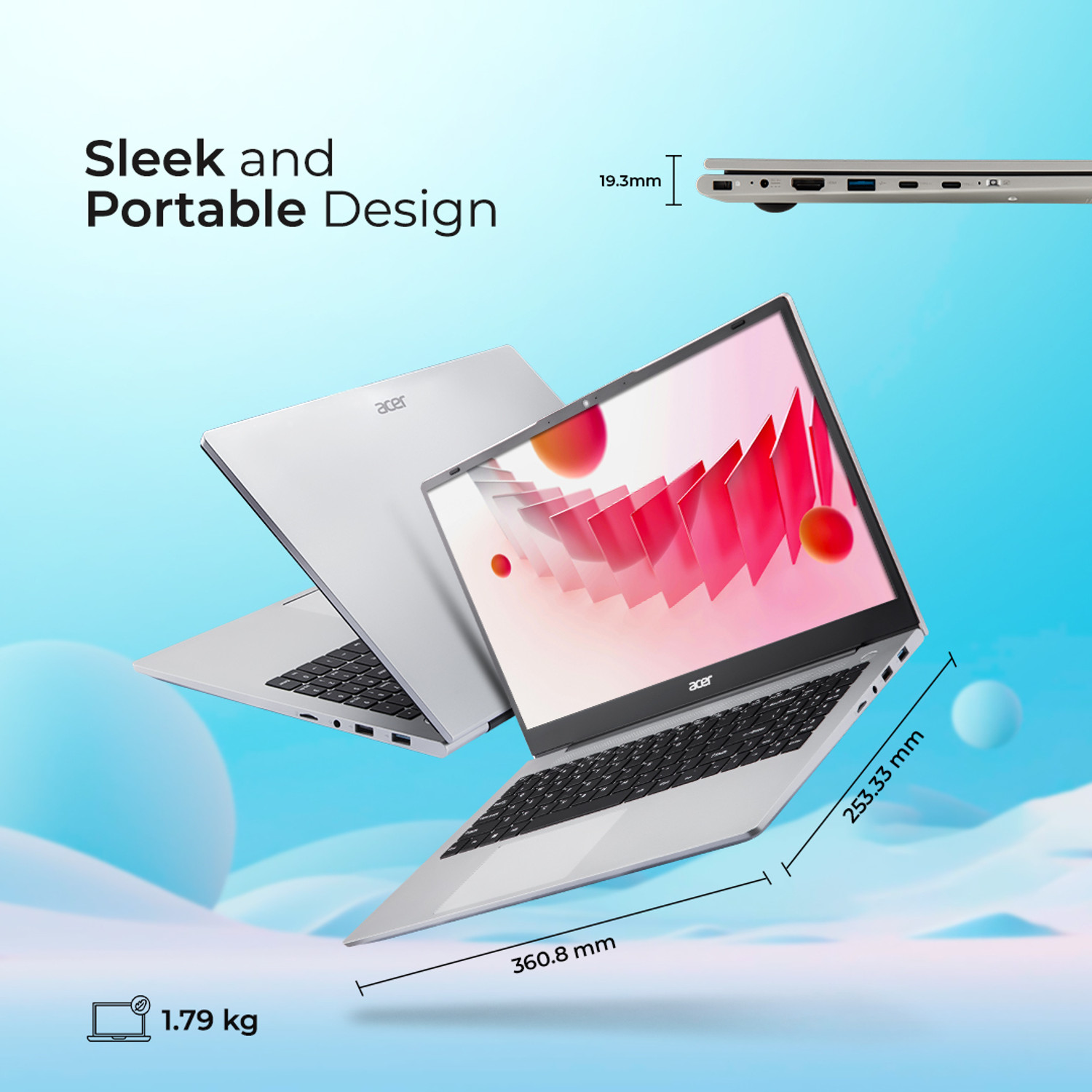Image of Acer Aspire 3 AMD Ryzen 3 Quad Core 7330U - (8 GB /256 GB SSD /Windows 11 Home) AS15-42 Thin and Light Laptop