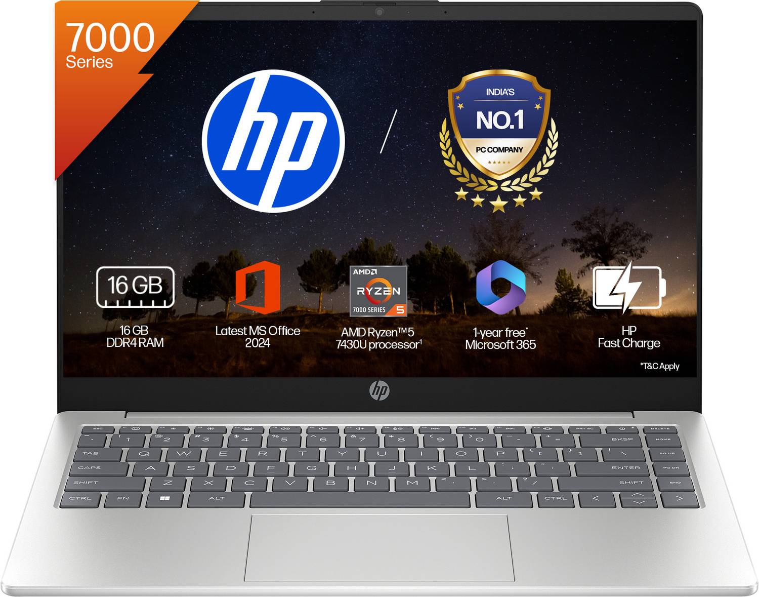 HP MSO 2024 AMD Ryzen 5 15-fc0389AU Laptop - Image 1