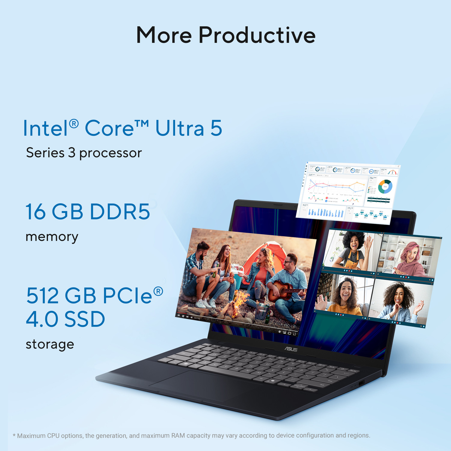 Image of ASUS Vivobook 14 (2026) AI PC with Office 2024 + M365 Basic*, Copilot+ PC Intel Core Ultra 5 Series 3 325 - (16 GB /512 GB SSD /Windows 11 Home) X1407AA-LY027WS Thin and Light Laptop