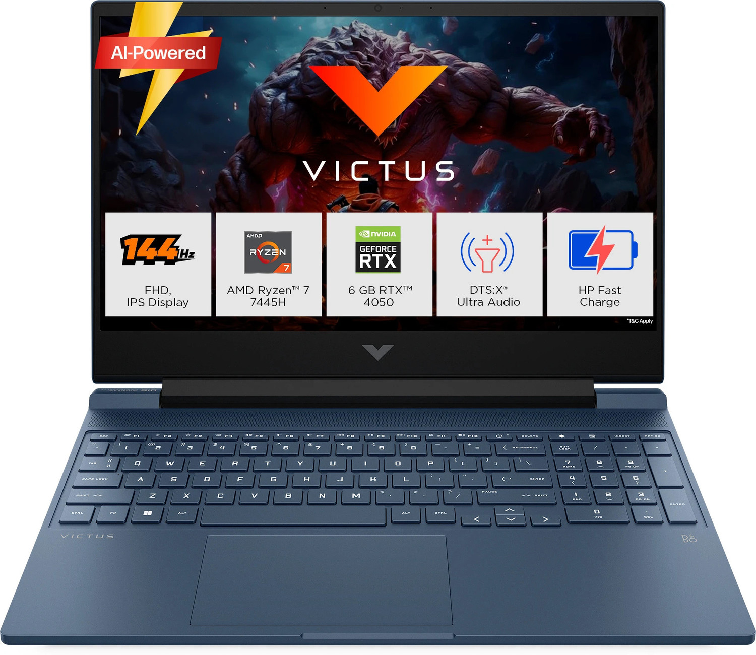 Image of HP Victus AMD Ryzen 7 Hexa Core 7445HS - (16 GB /512 GB SSD /Windows 11 Home /6 GB Graphics /NVIDIA GeForce RTX 4050) 15-fb3130AX Gaming Laptop
