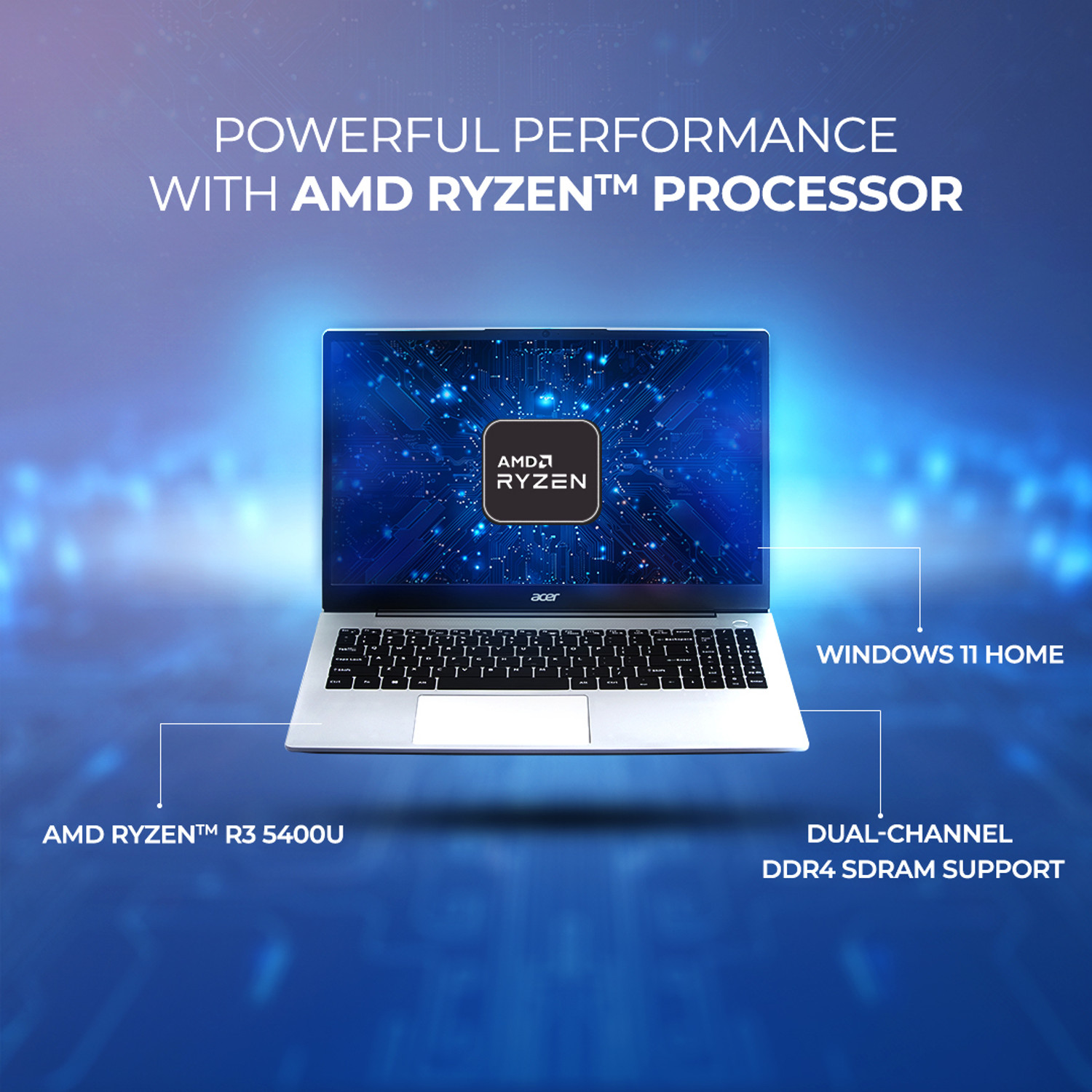 Image of Acer Aspire 3 AMD Ryzen 3 5400U - (8 GB /512 GB SSD /Windows 11 Home) A325-42 Notebook