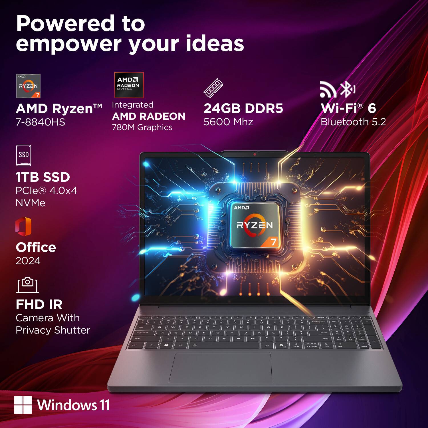 Lenovo IdeaPad Slim 3 15AHP10 AMD Ryzen 7 8840H 24GB 1TB SSD - Image 4