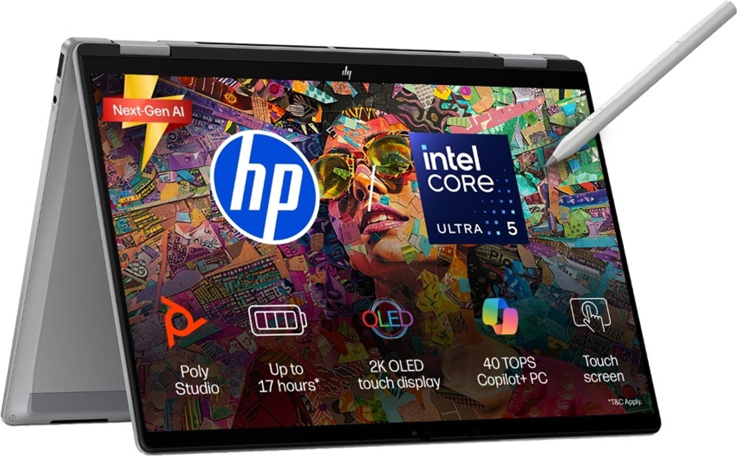 Image of HP Omnibook X Flip Next Gen AI PC Intel Core Ultra 5 226V - (16 GB /1 TB SSD /Windows 11 Home /8 GB Graphics) 14-fm0126TU 2 in 1 Laptop